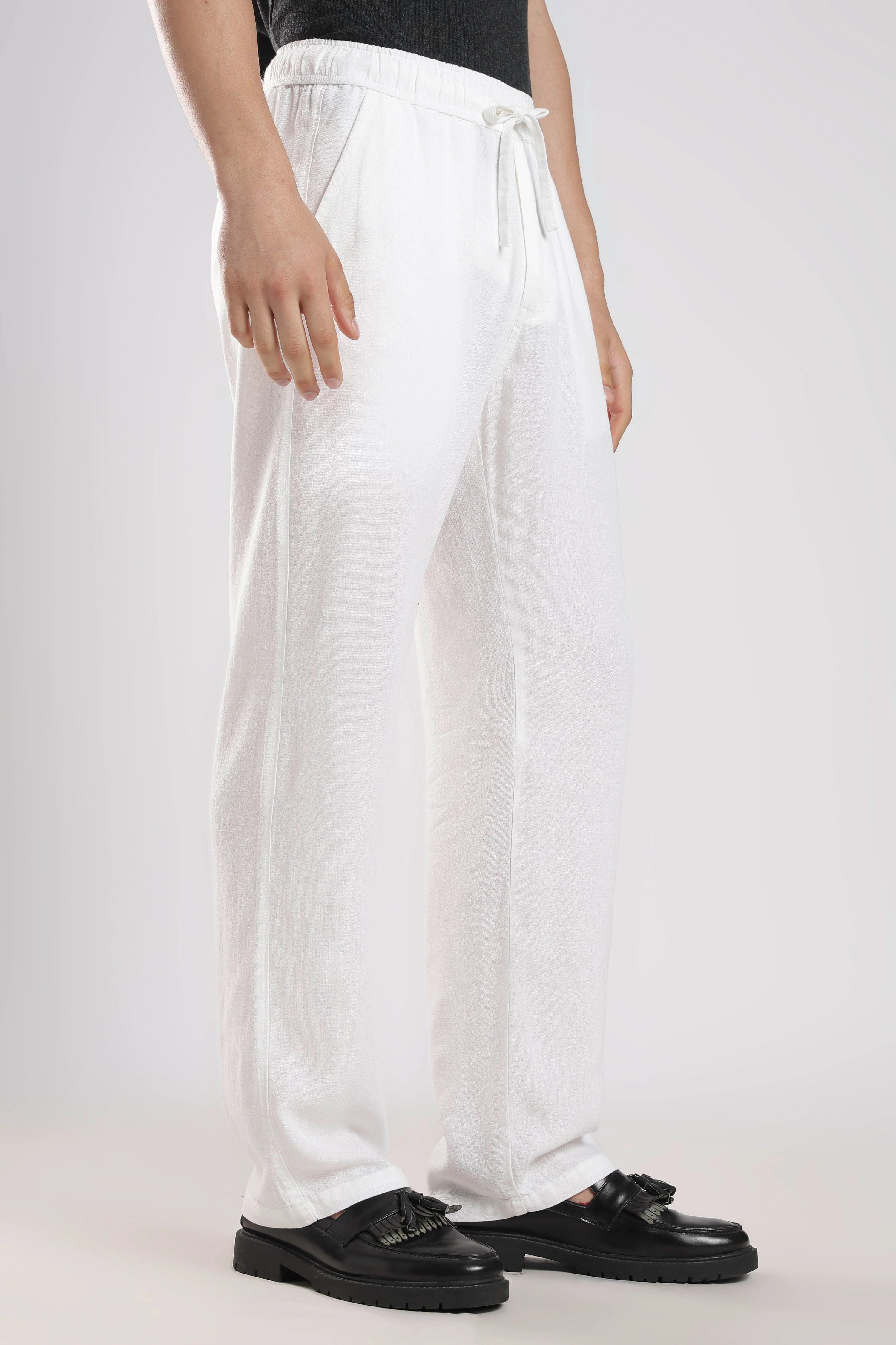 Relaxed Linen Pants White - Image 4