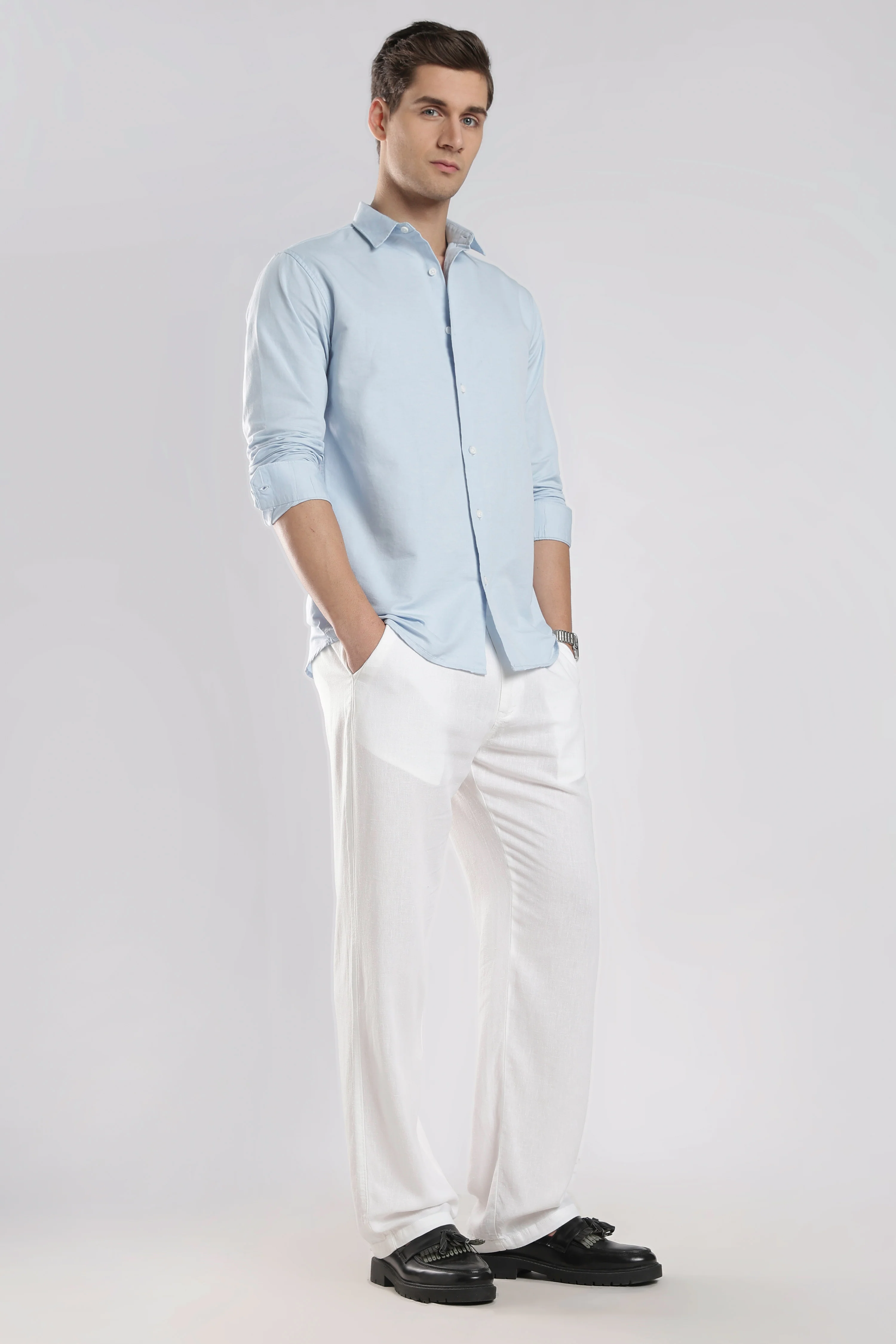 Relaxed Linen Pants White - Image 5