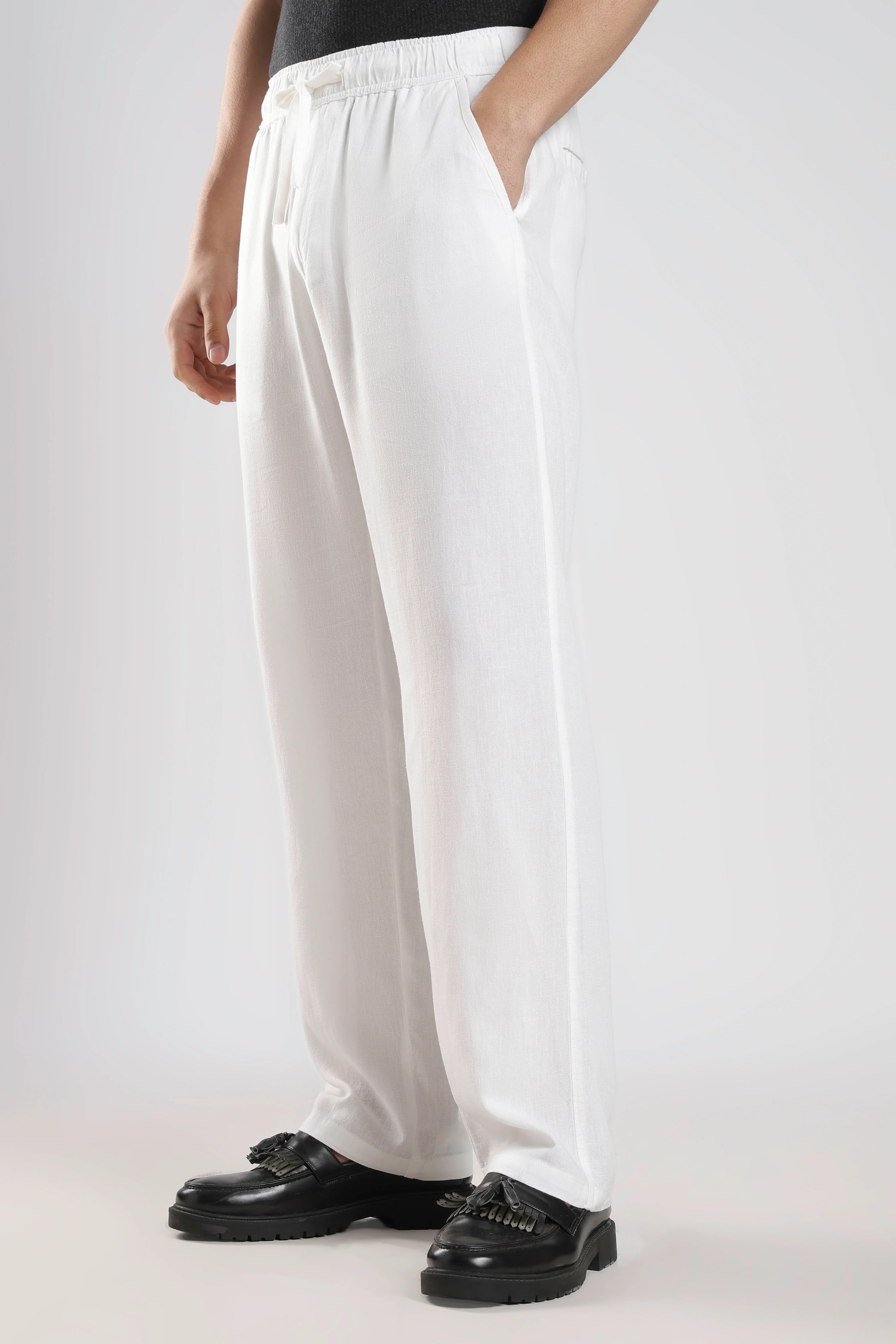 Relaxed Linen Pants White - Image 6