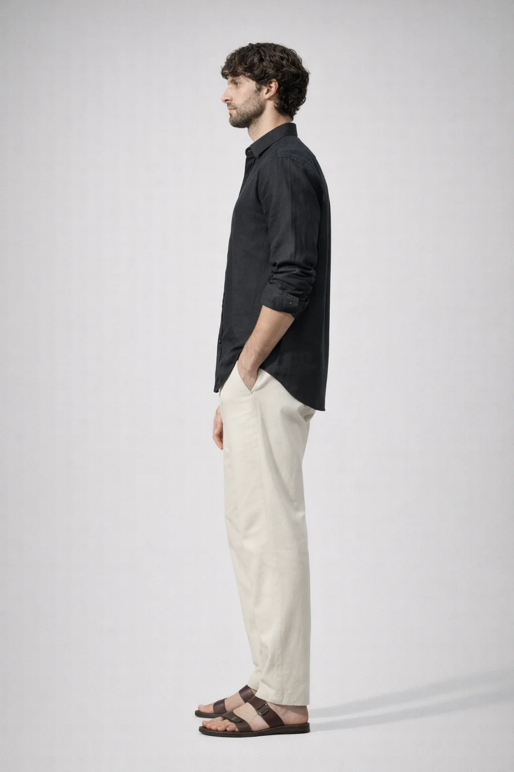 100% Linen Black Relaxed Fit Shirt - Image 5