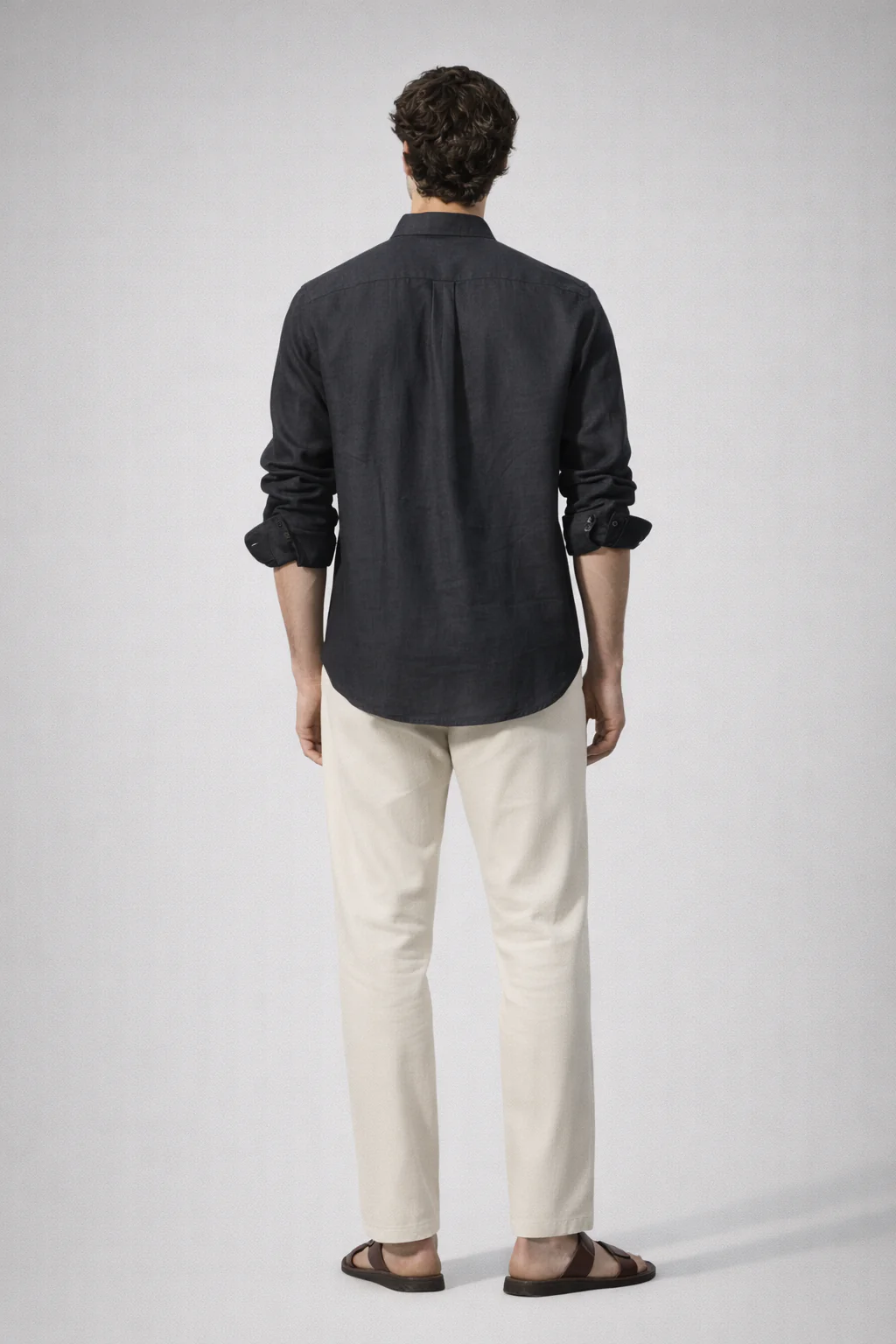 100% Linen Black Relaxed Fit Shirt - Image 6