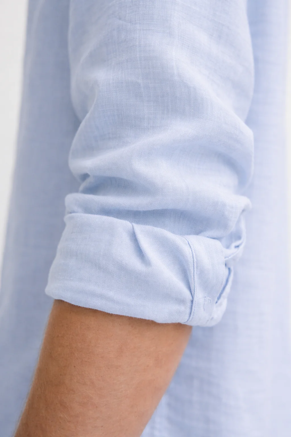 100% Linen Sky Blue Relaxed Fit Shirt - Image 5