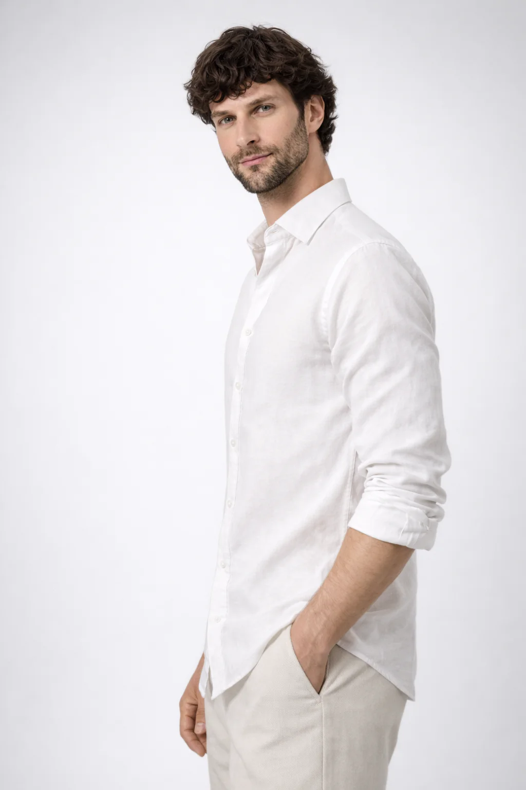 100% Linen White Relaxed Fit Shirt - Image 4