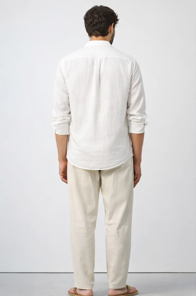 100% Linen White Relaxed Fit Shirt - Image 6