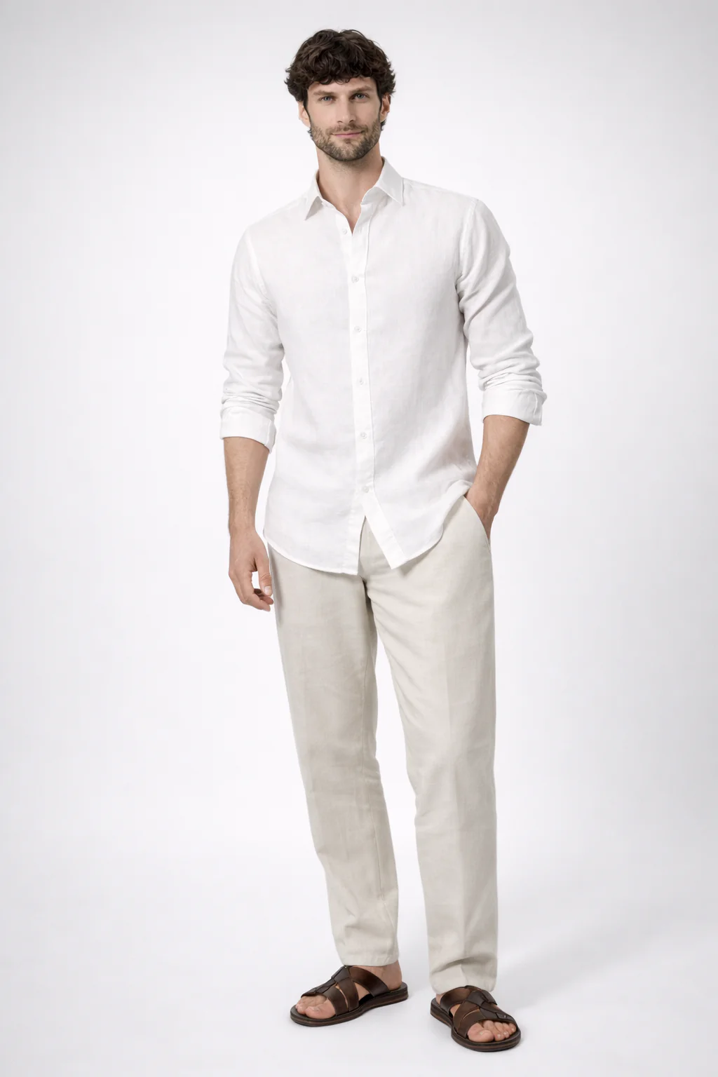 100% Linen White Relaxed Fit Shirt - Image 7