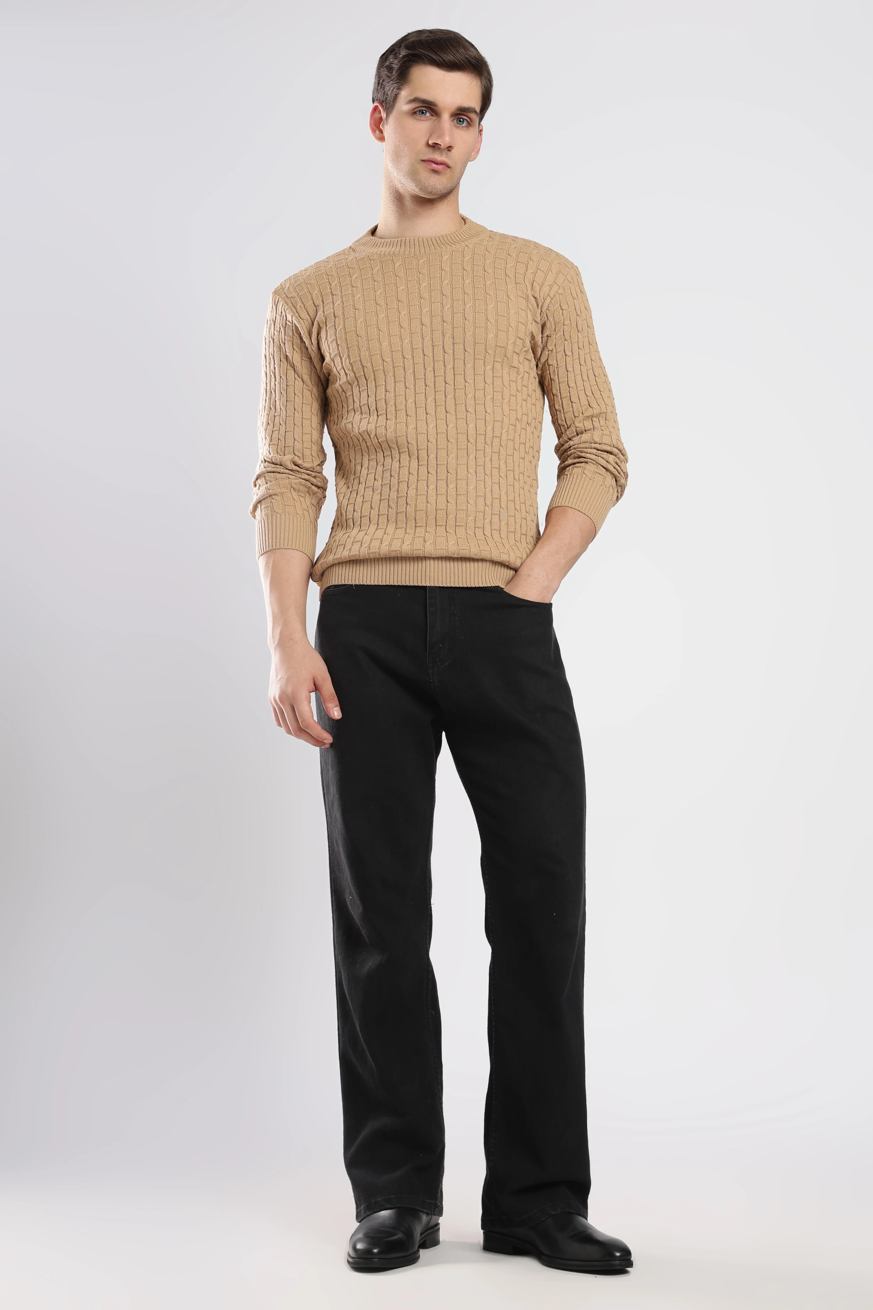 Beige Cable Knit Sweater - Image 3