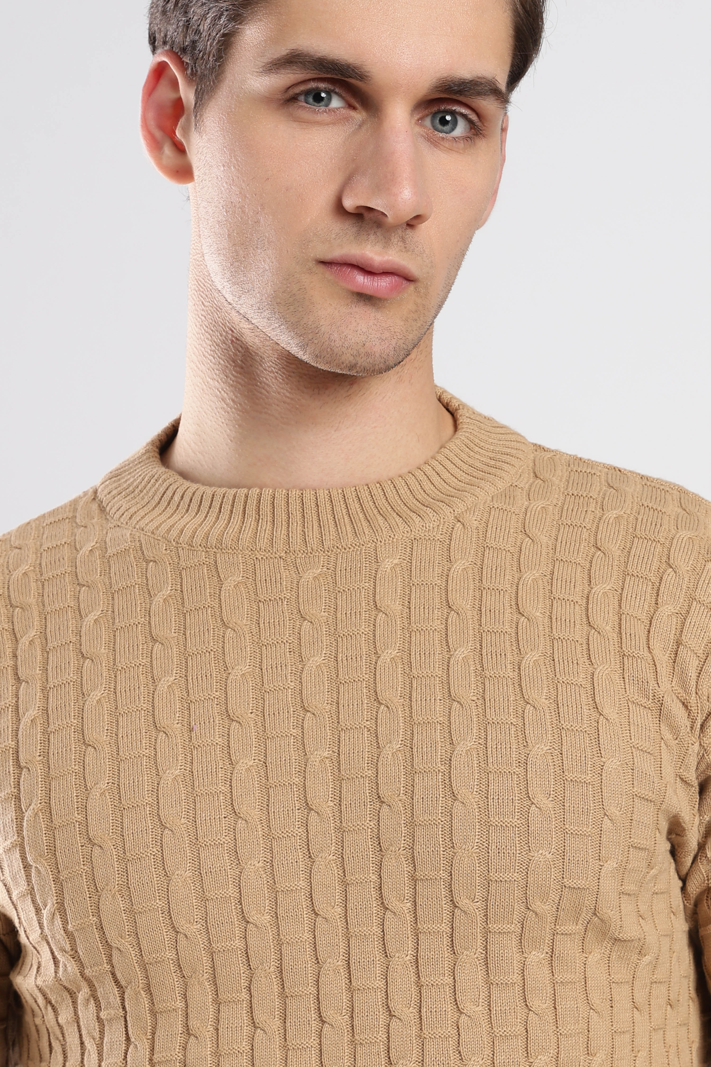 Beige Cable Knit Sweater - Image 4