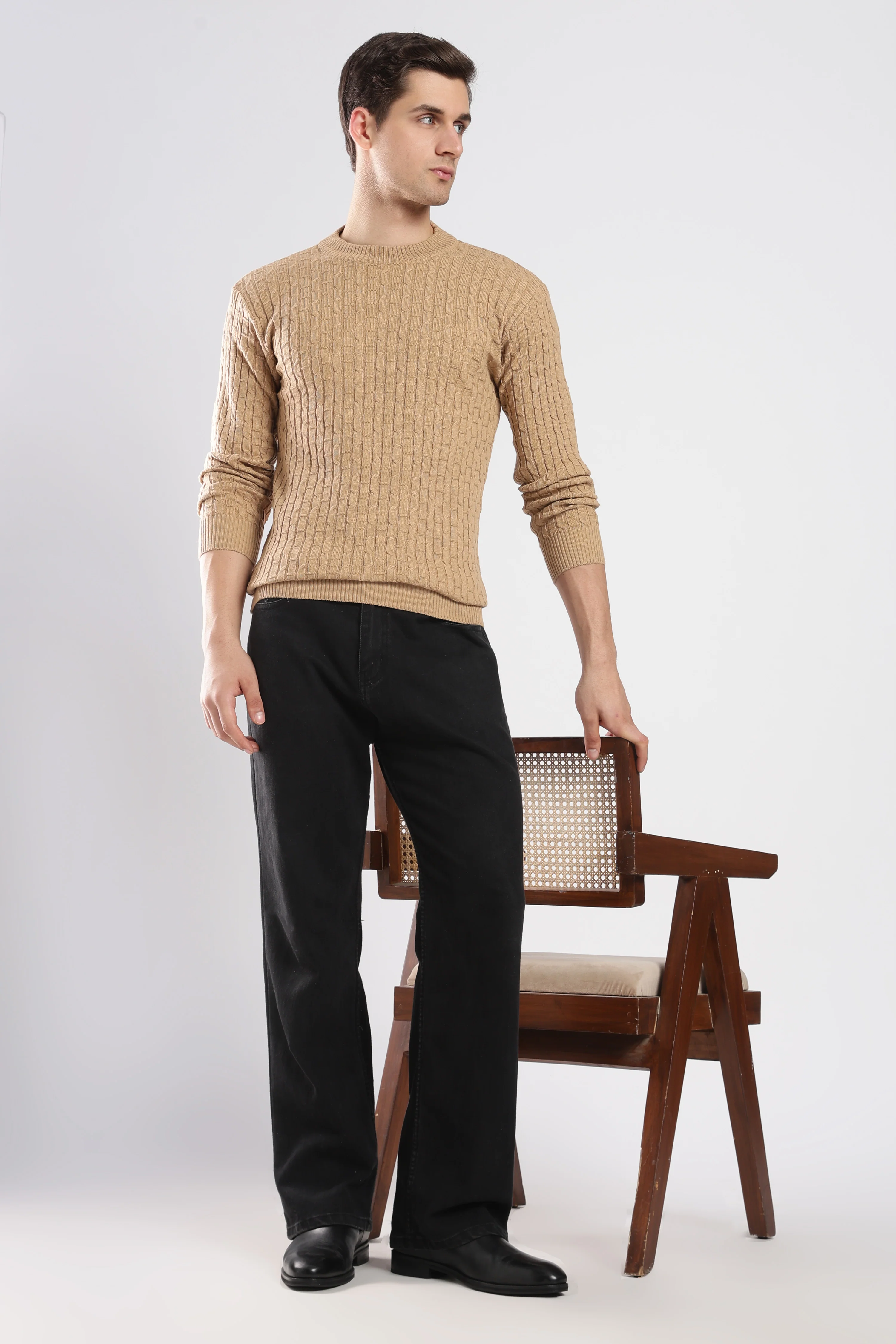 Beige Cable Knit Sweater - Image 7