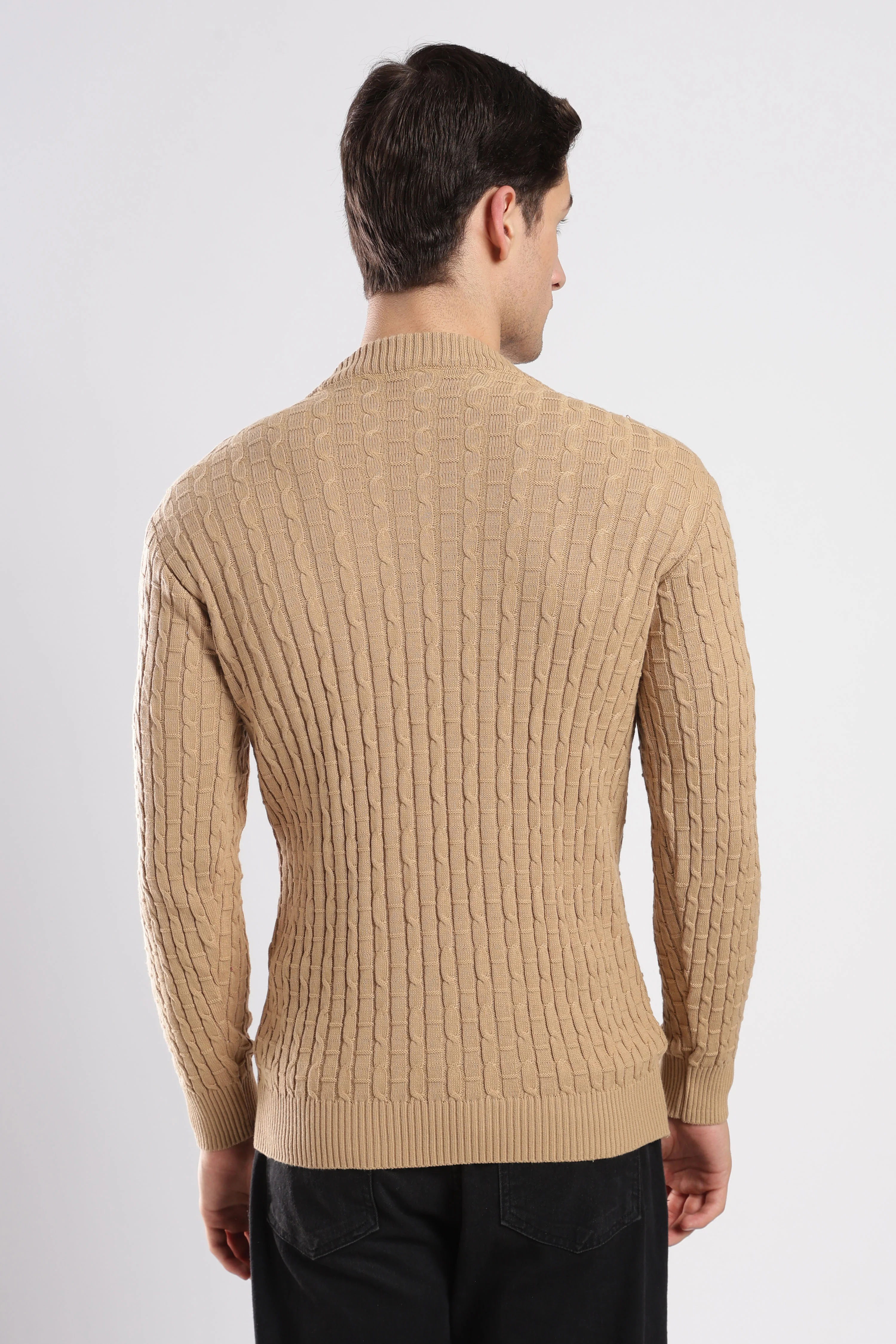 Beige Cable Knit Sweater - Image 8