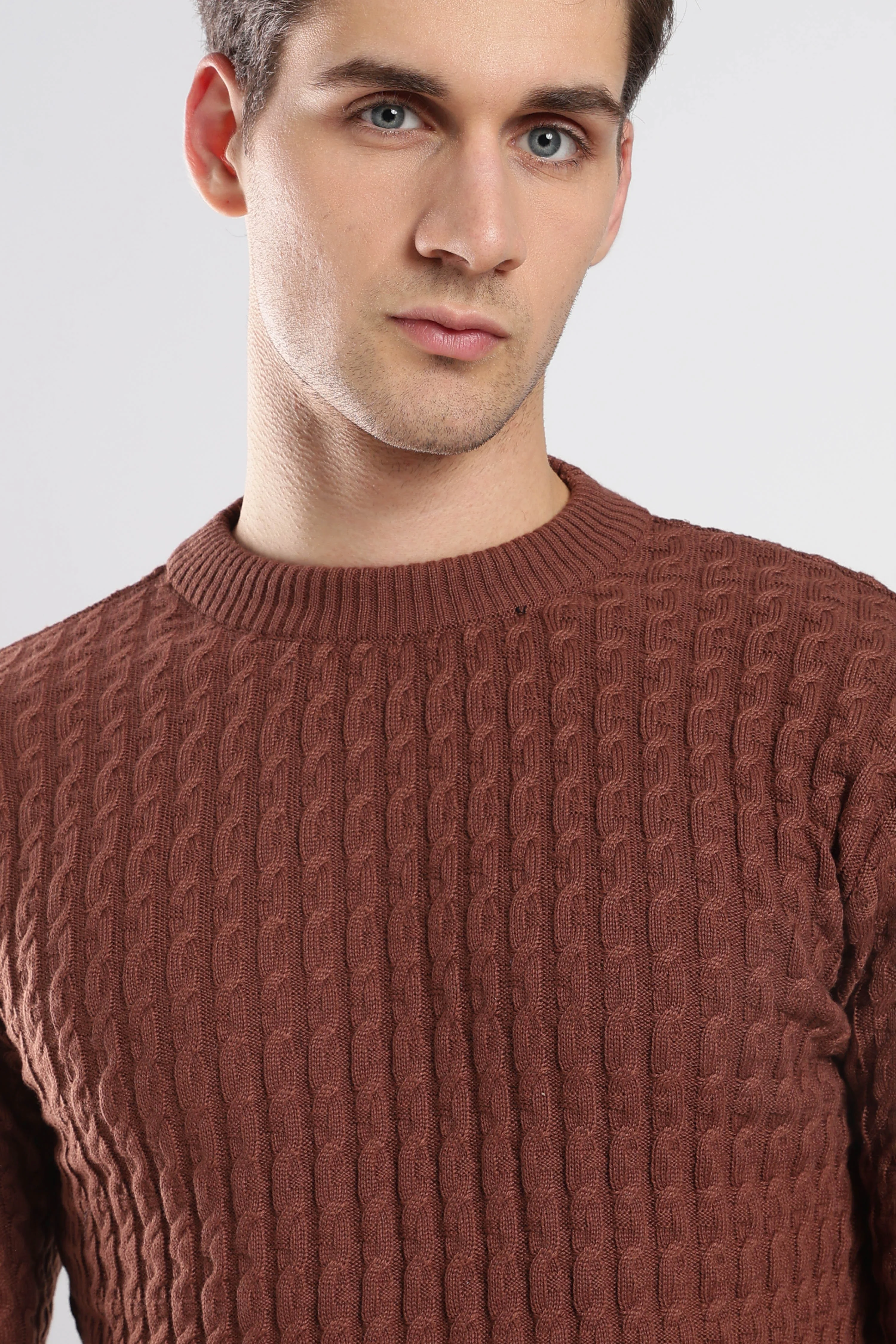 Brown Cable Knit Sweater - Image 4