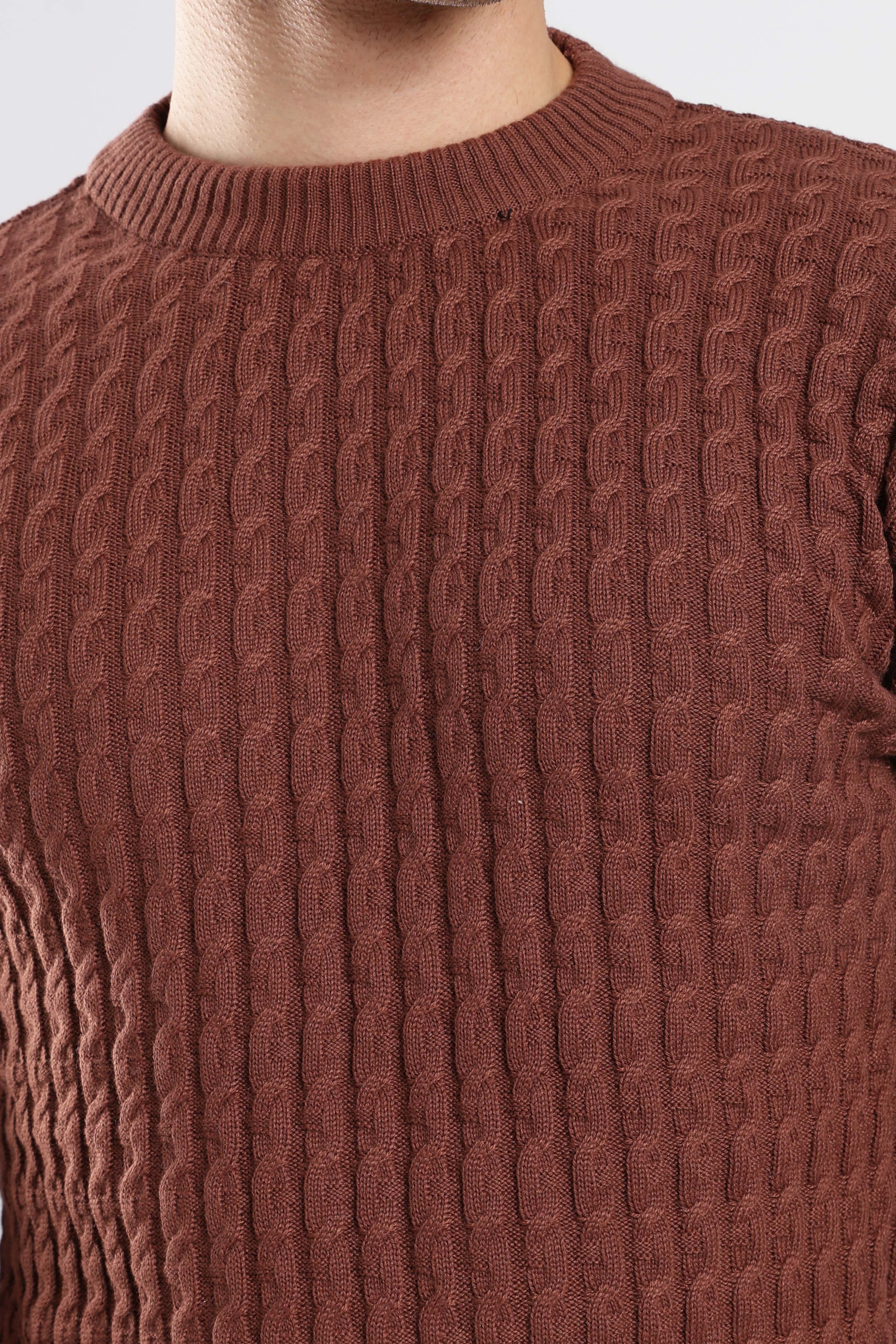 Brown Cable Knit Sweater - Image 5