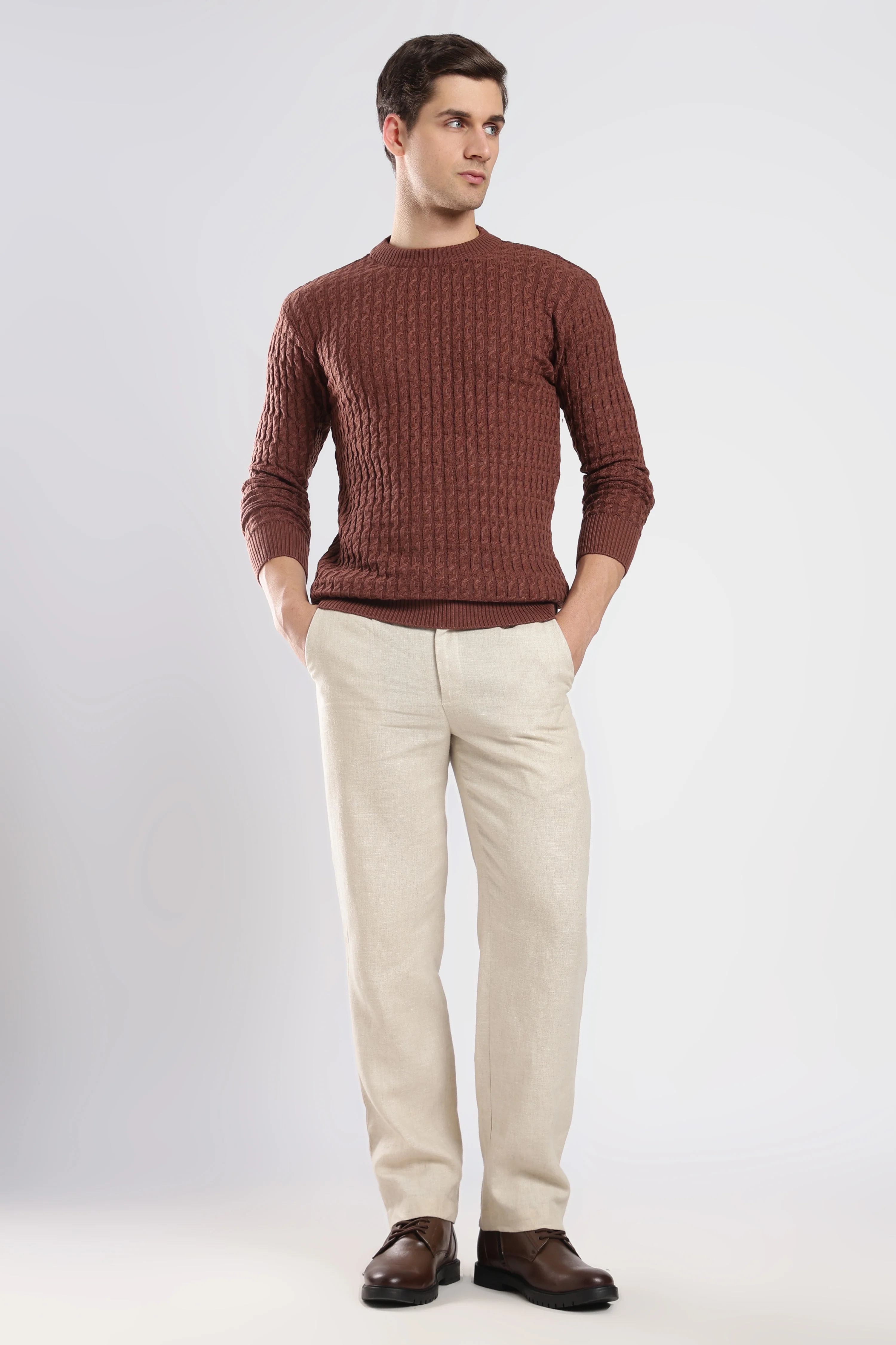 Brown Cable Knit Sweater - Image 6