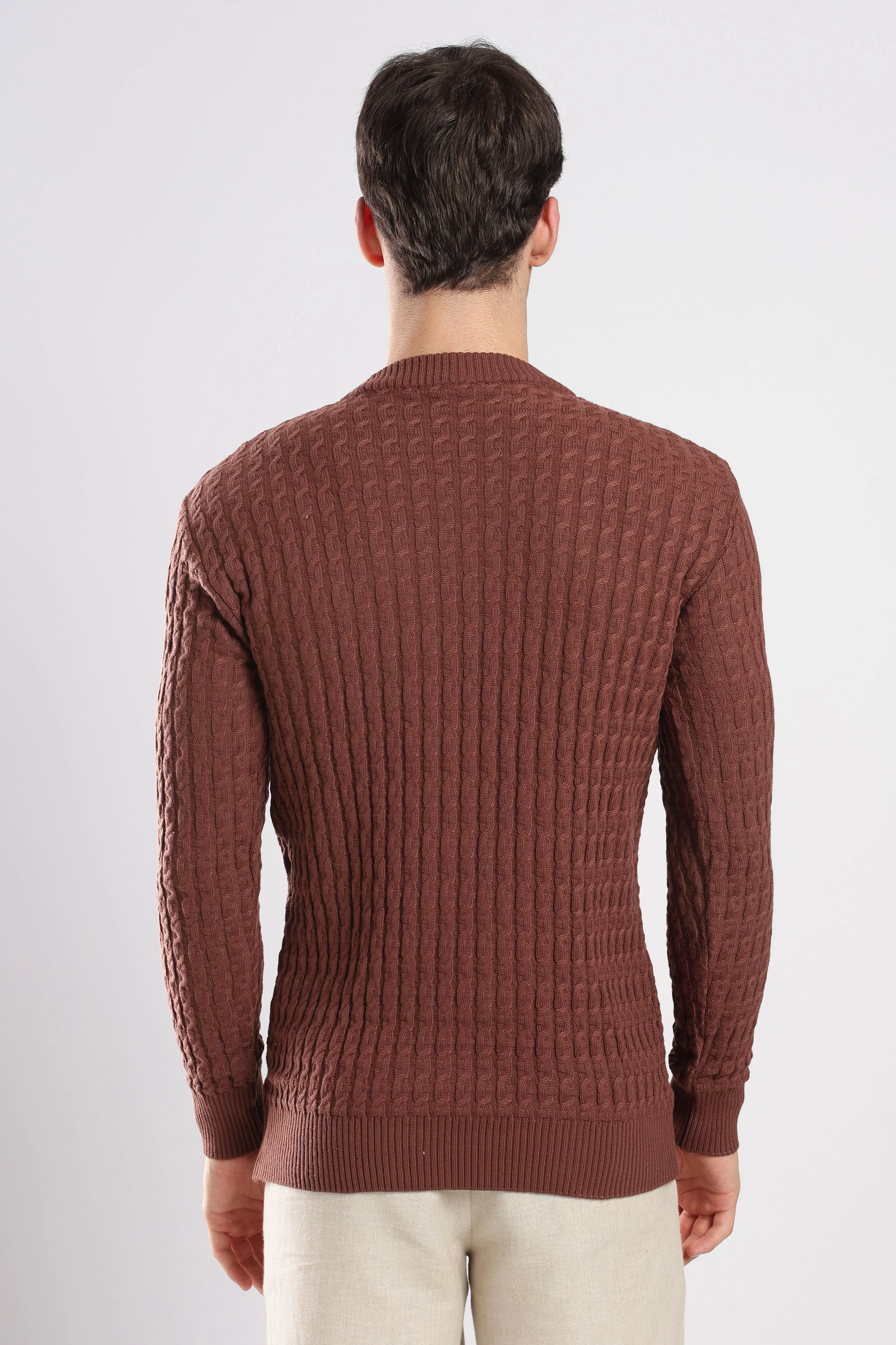 Brown Cable Knit Sweater - Image 7