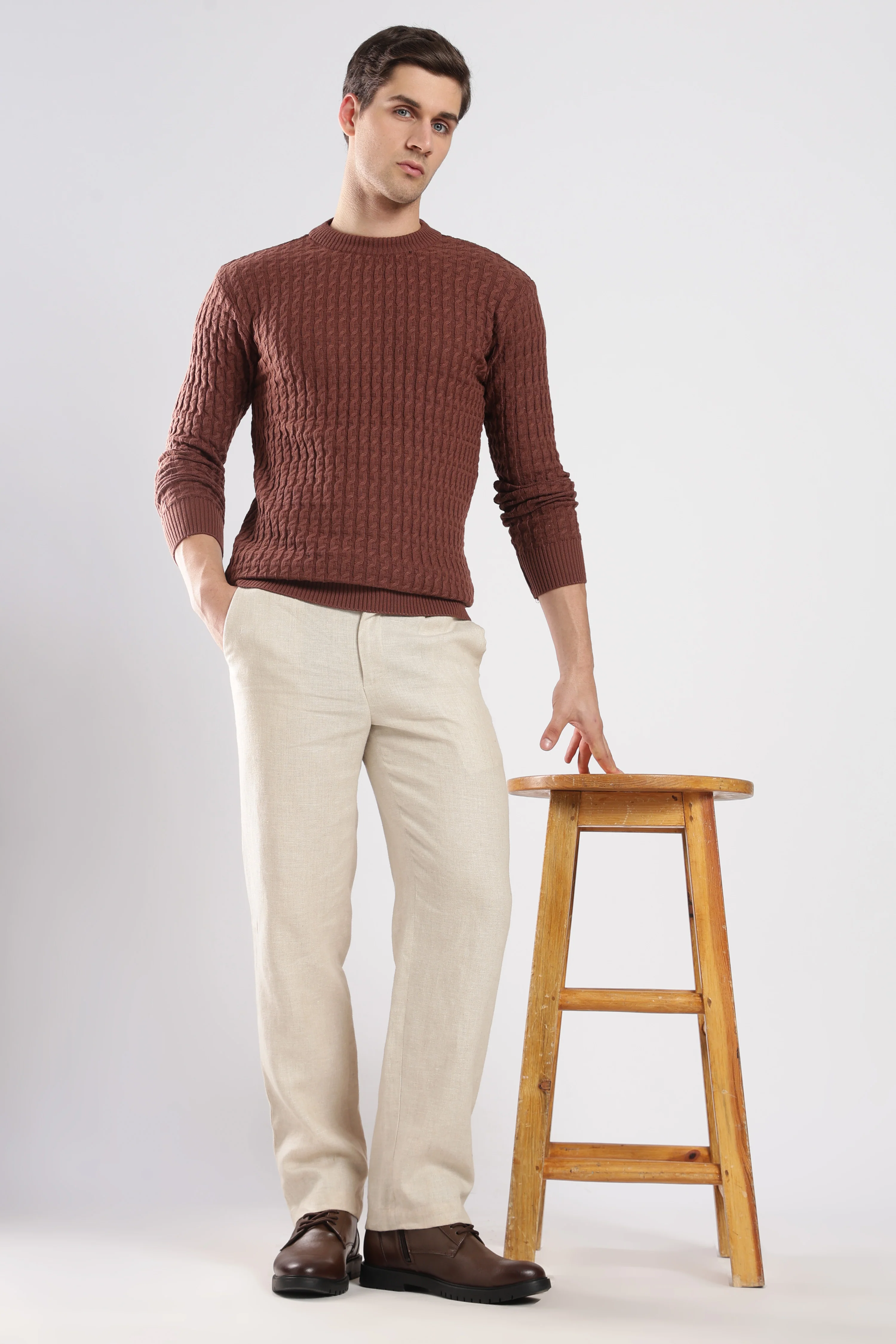 Brown Cable Knit Sweater - Image 8