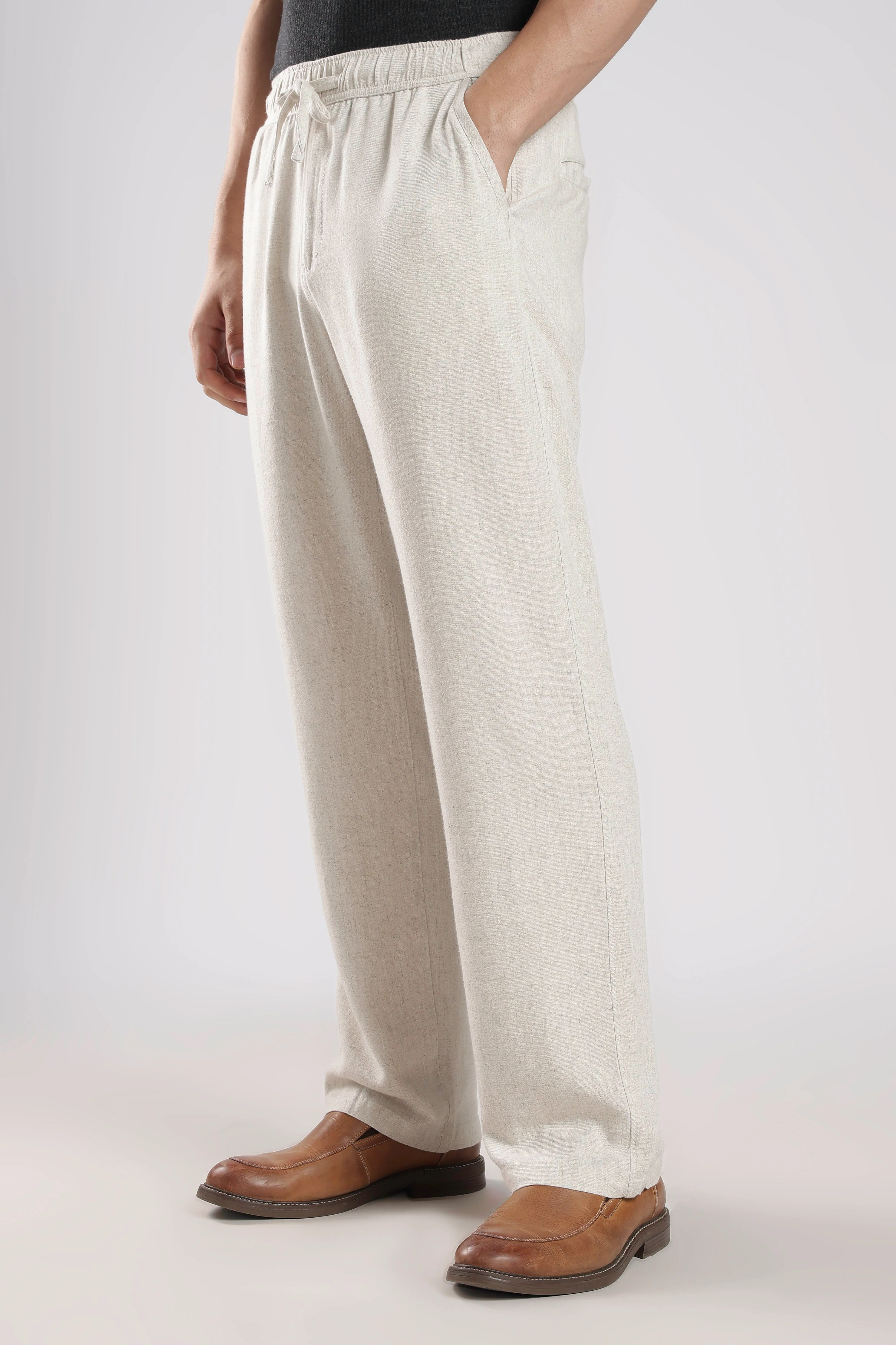 Relaxed fit Linen Pants Beige - Image 5