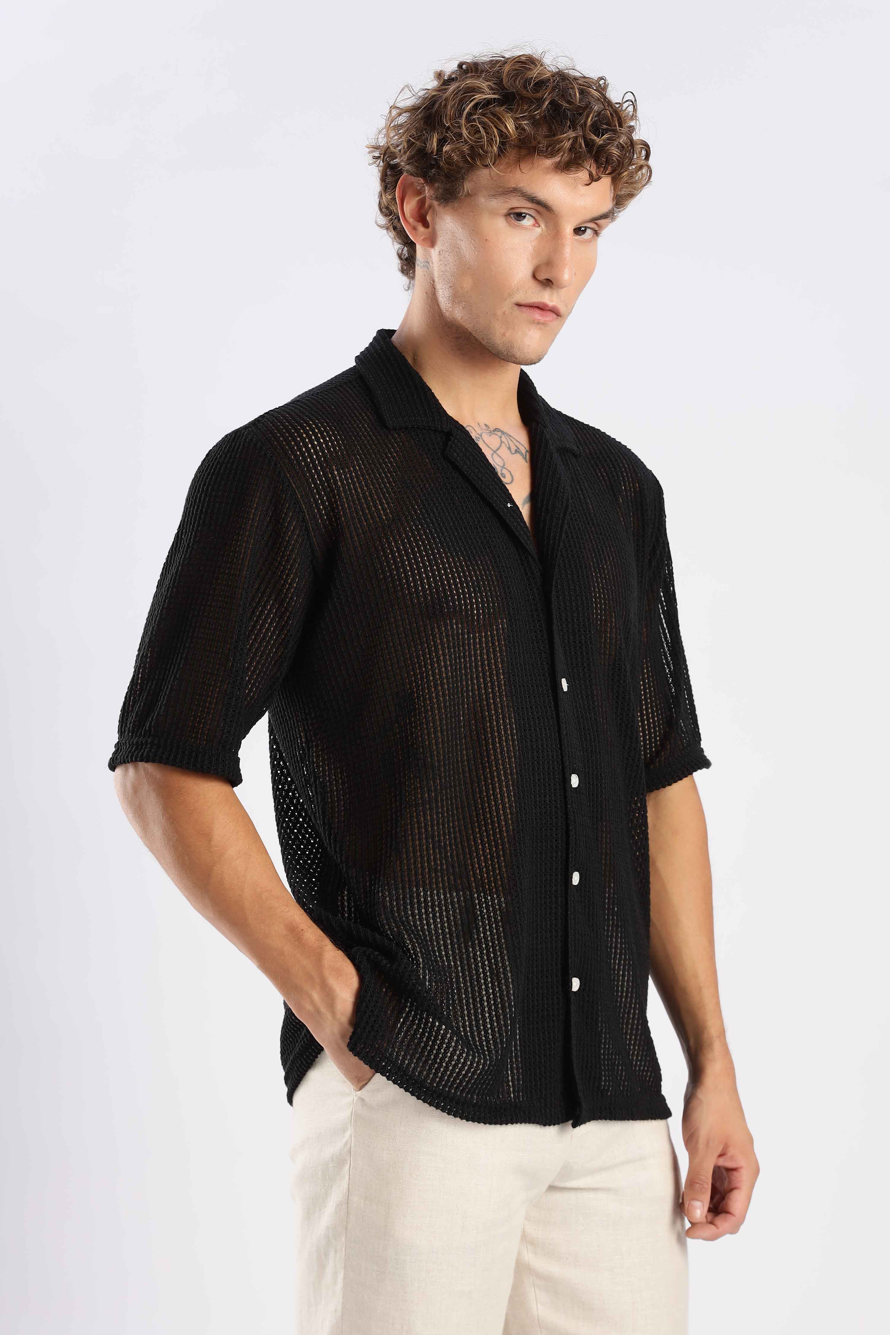 Black Crochet Shirt - Image 10