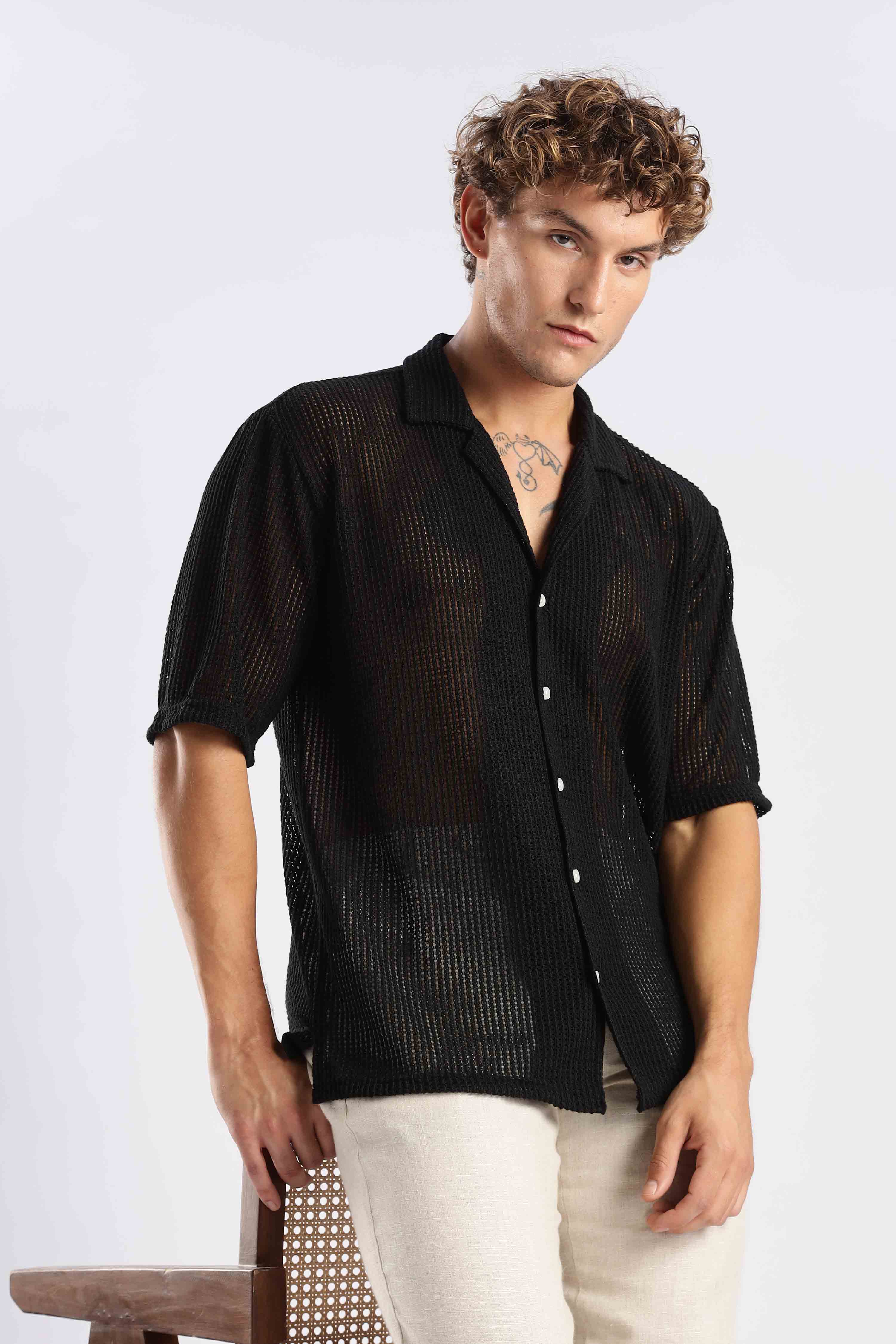 Black Crochet Shirt - Image 4
