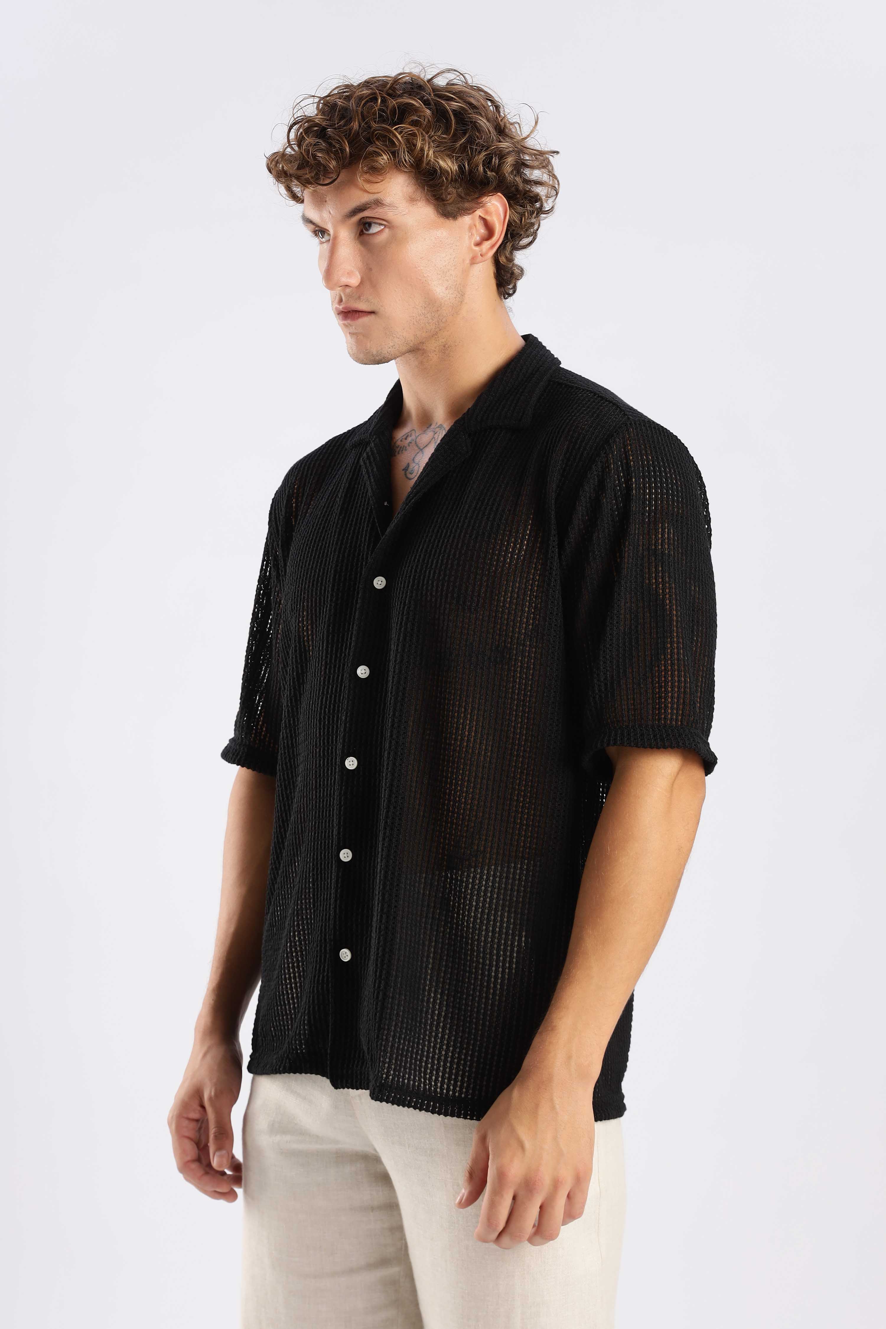 Black Crochet Shirt - Image 9