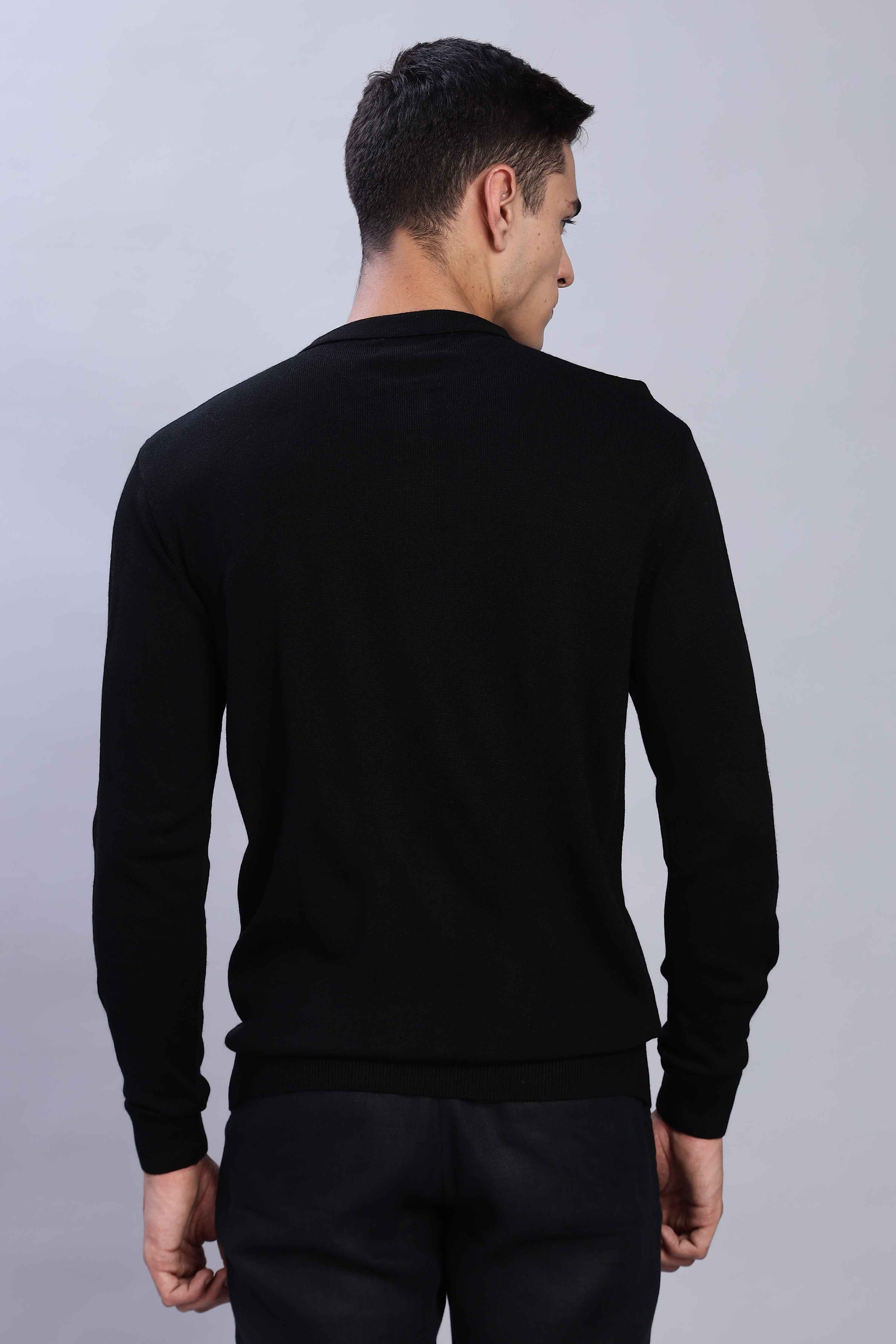 Black Micro-structured knitted polo - Image 5