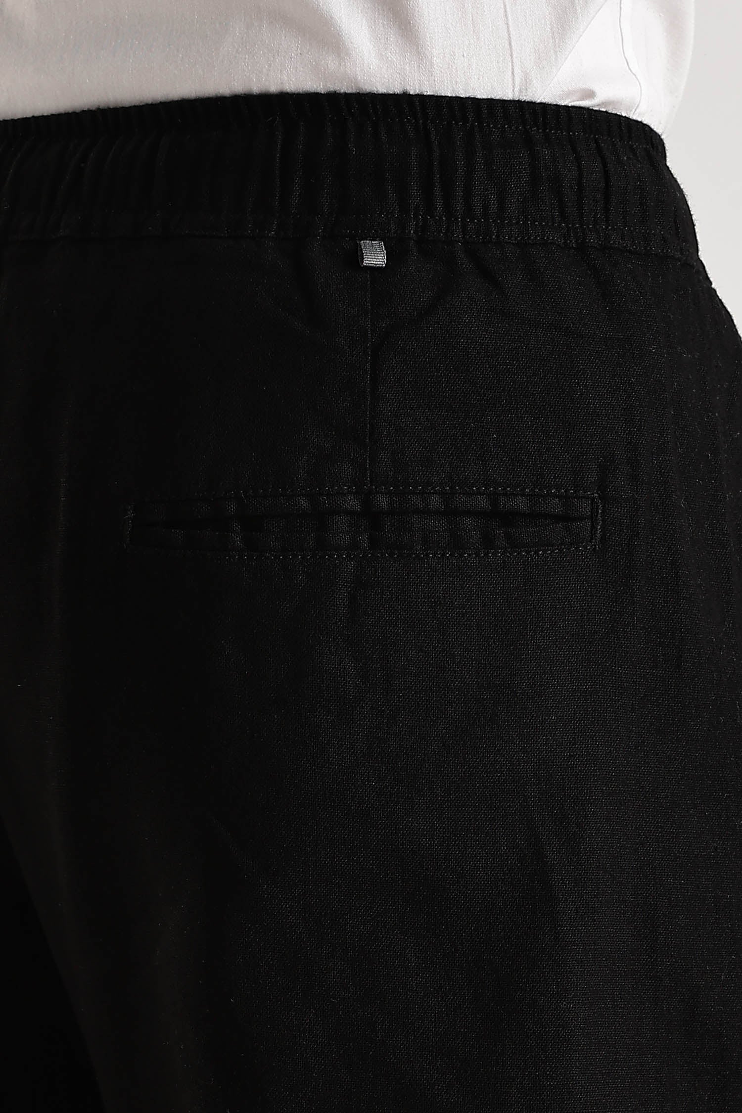 Black Regular Fit Linen Pants - Image 5