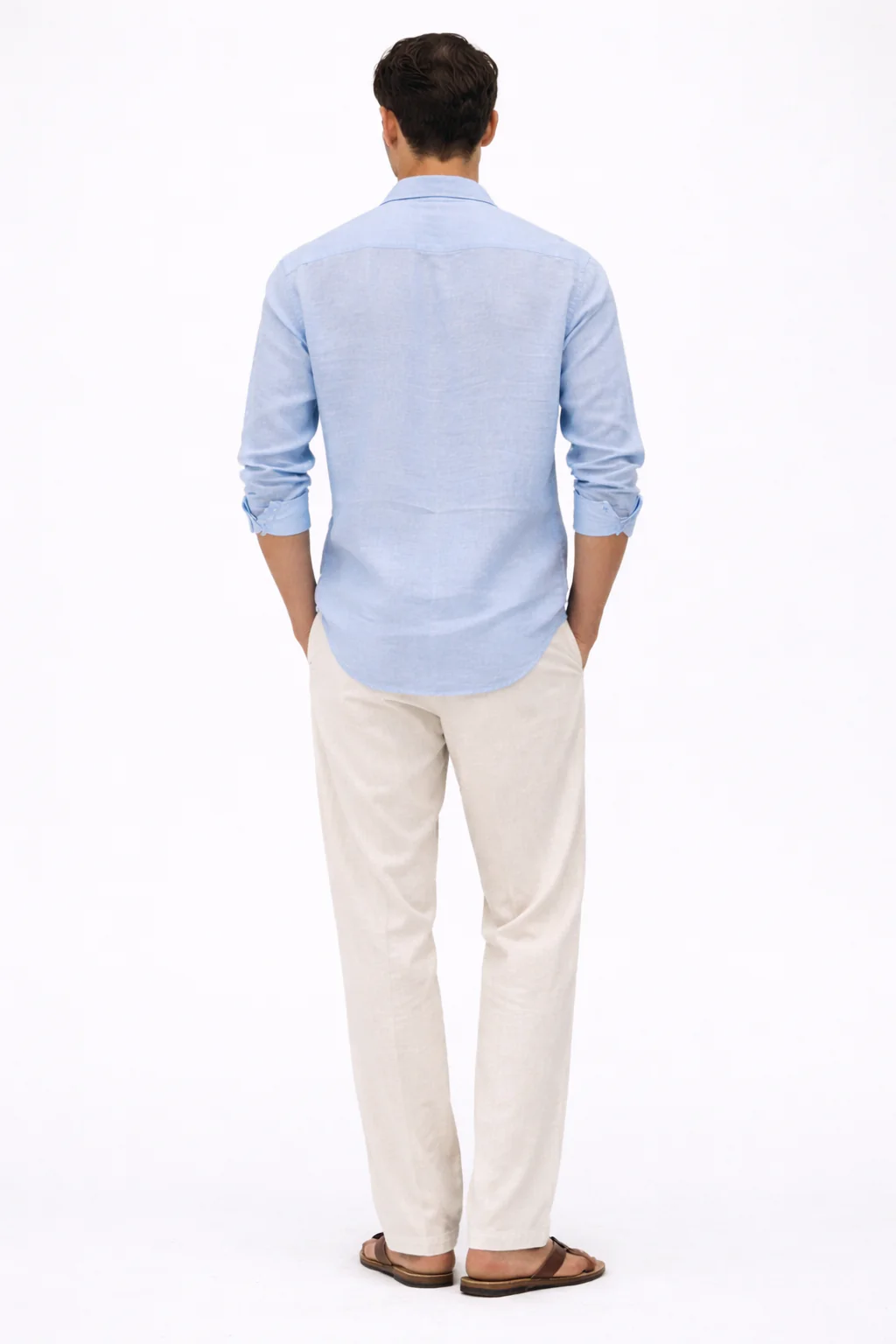 Blue Linen Blend Shirt - Image 4