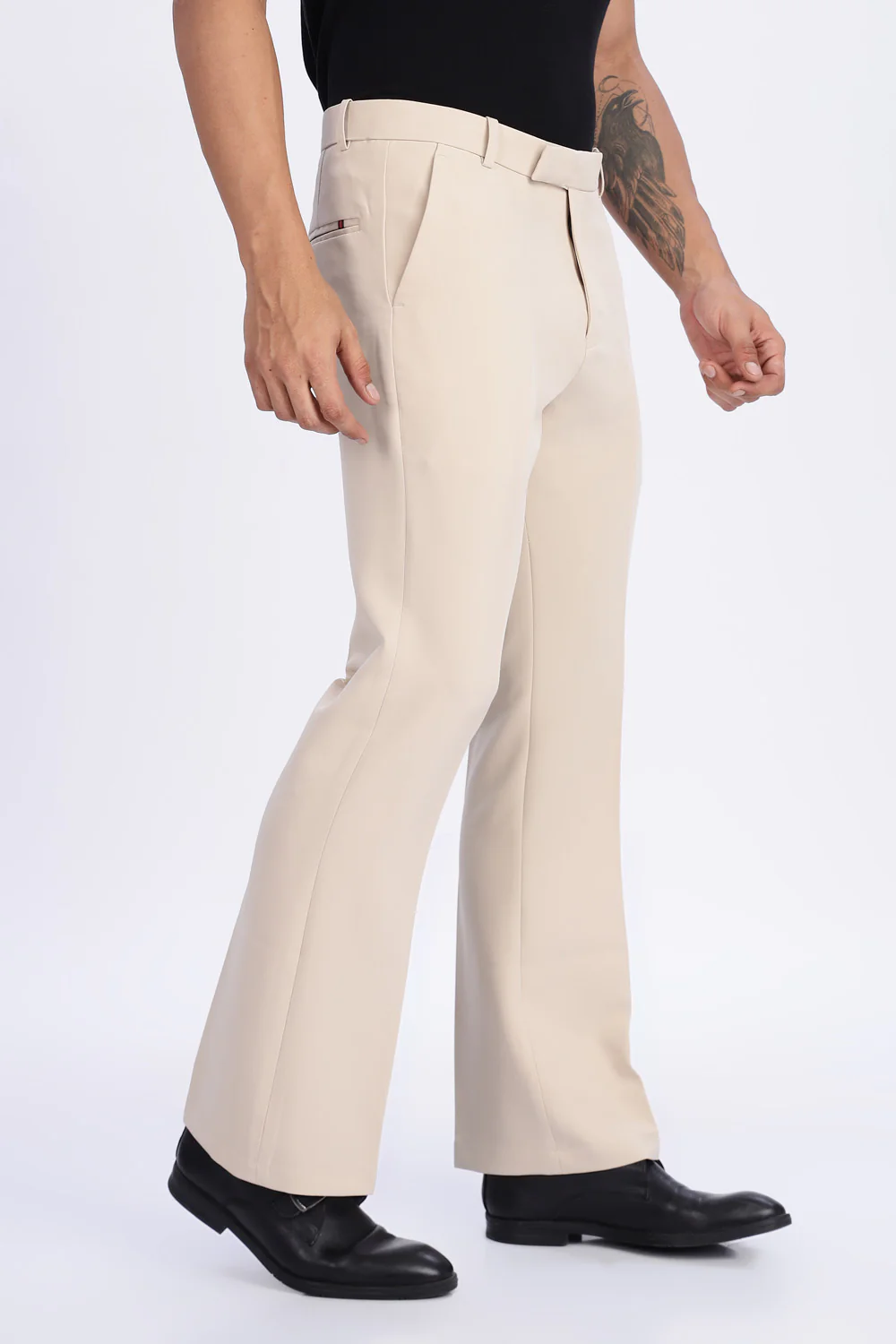 Boot Cut Beige Trousers - Image 5