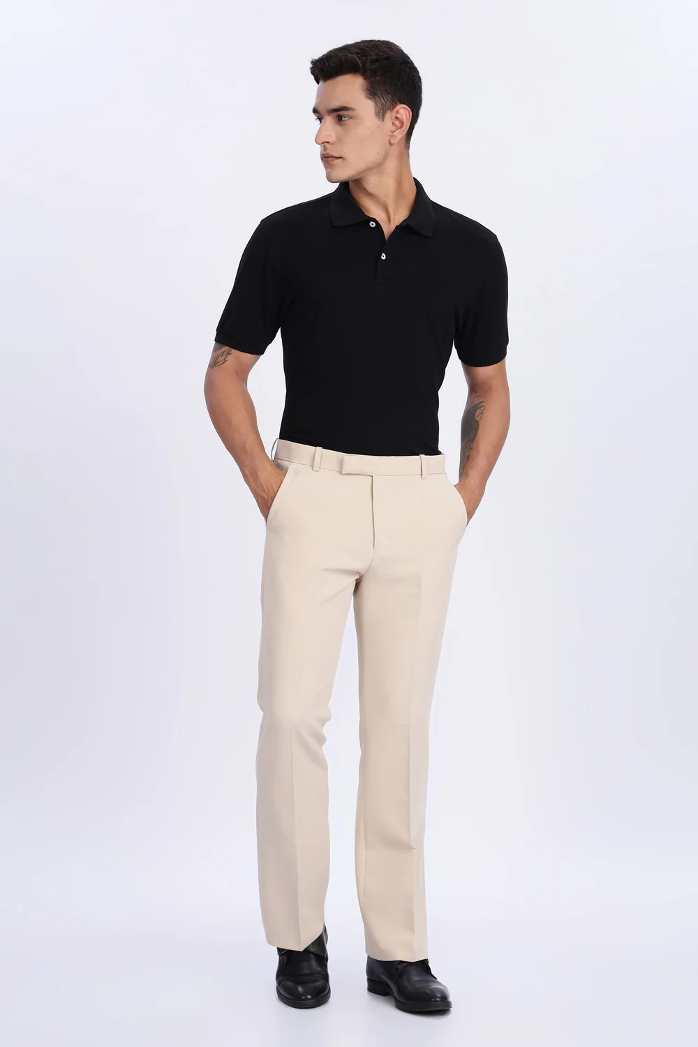 Boot Cut Beige Trousers - Image 6