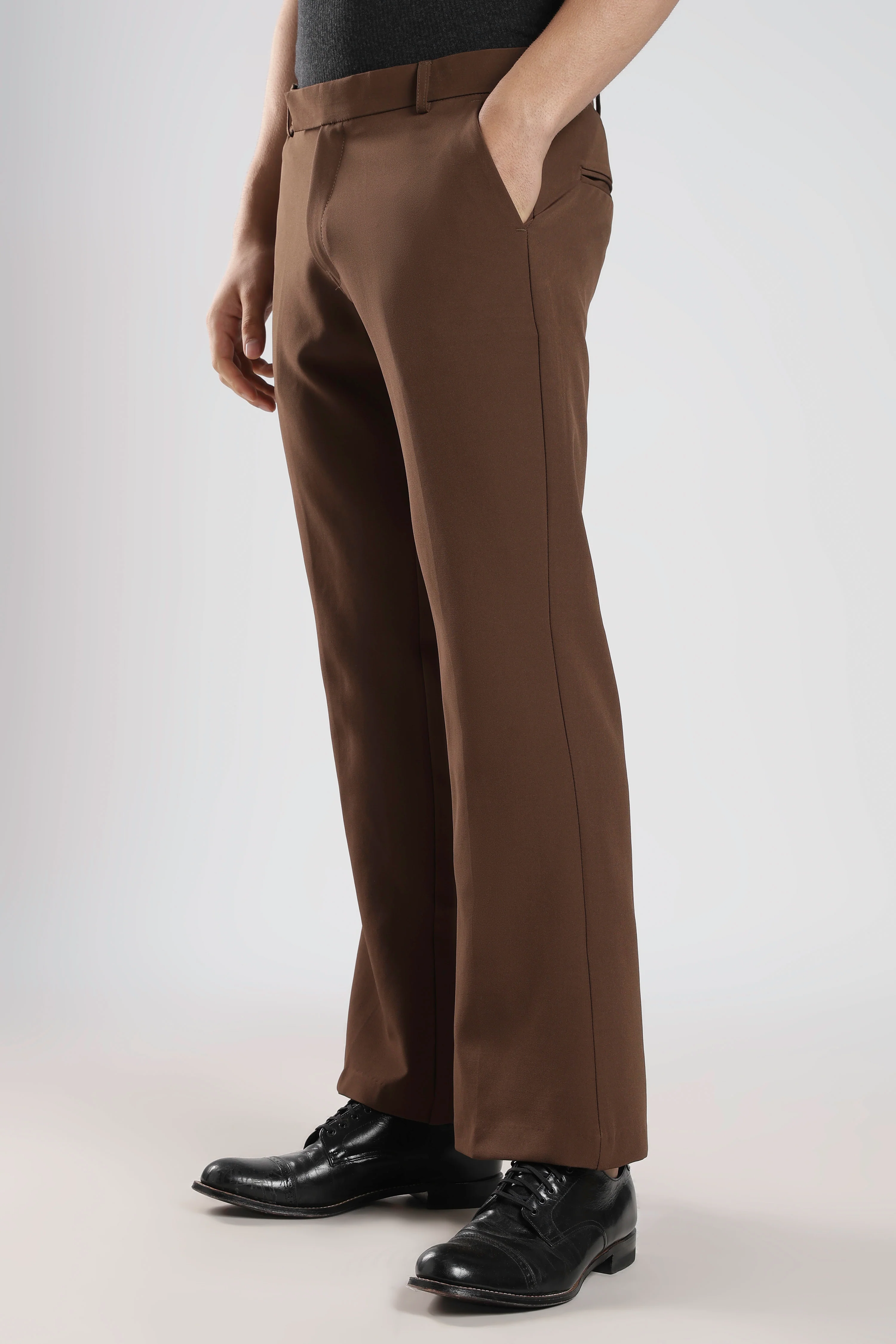 Boot Cut Brown Trousers - Image 4