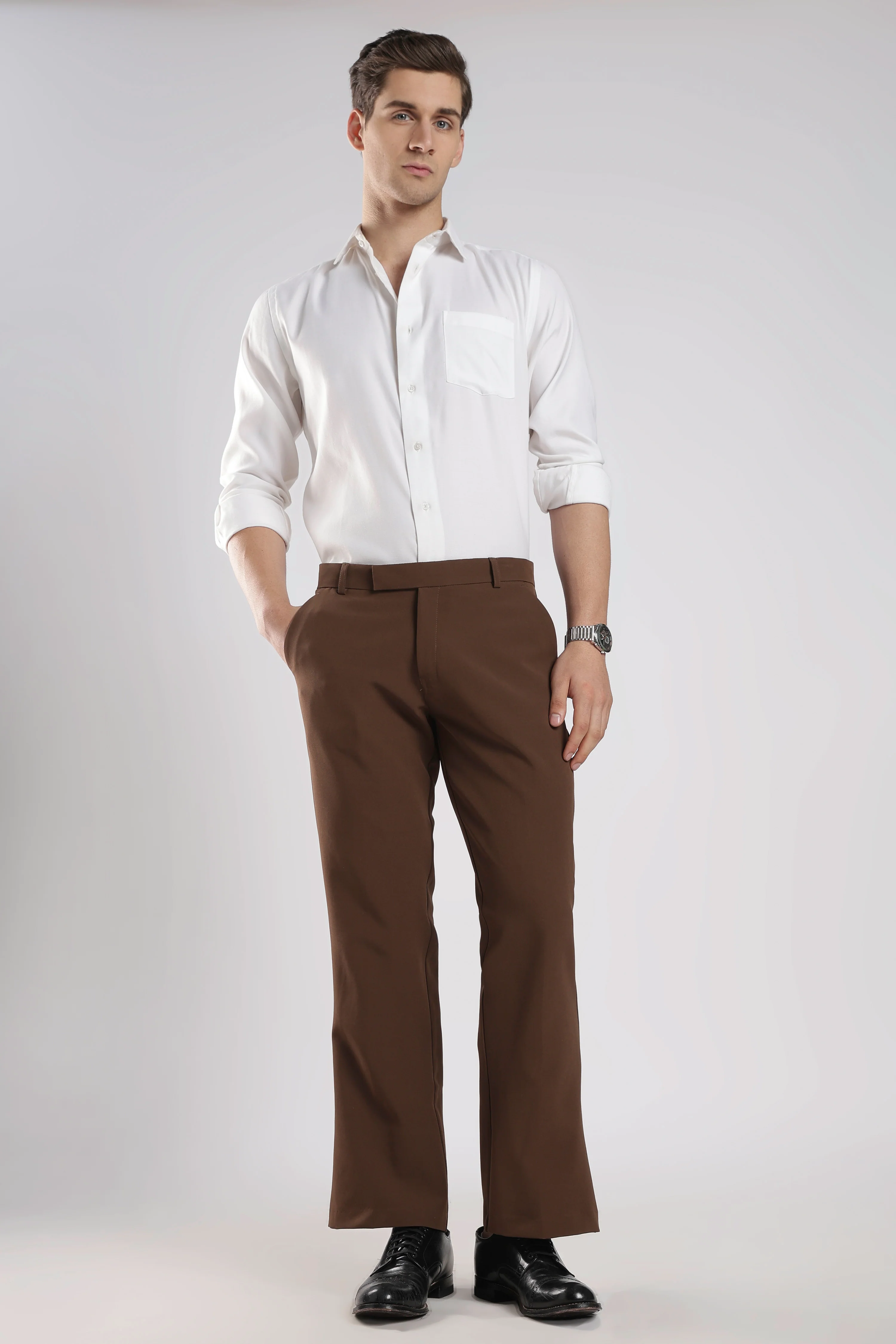 Boot Cut Brown Trousers - Image 5
