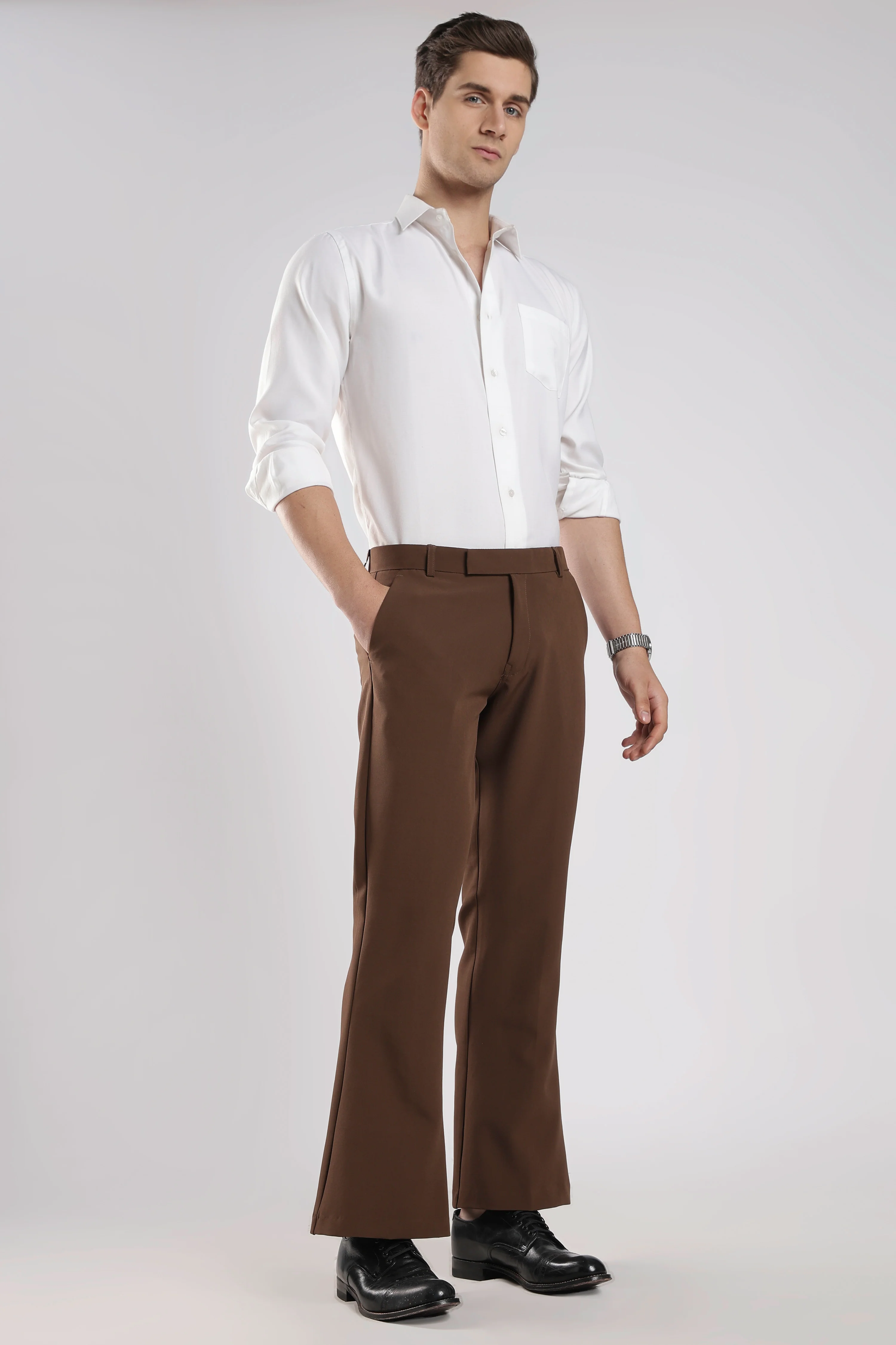 Boot Cut Brown Trousers - Image 8