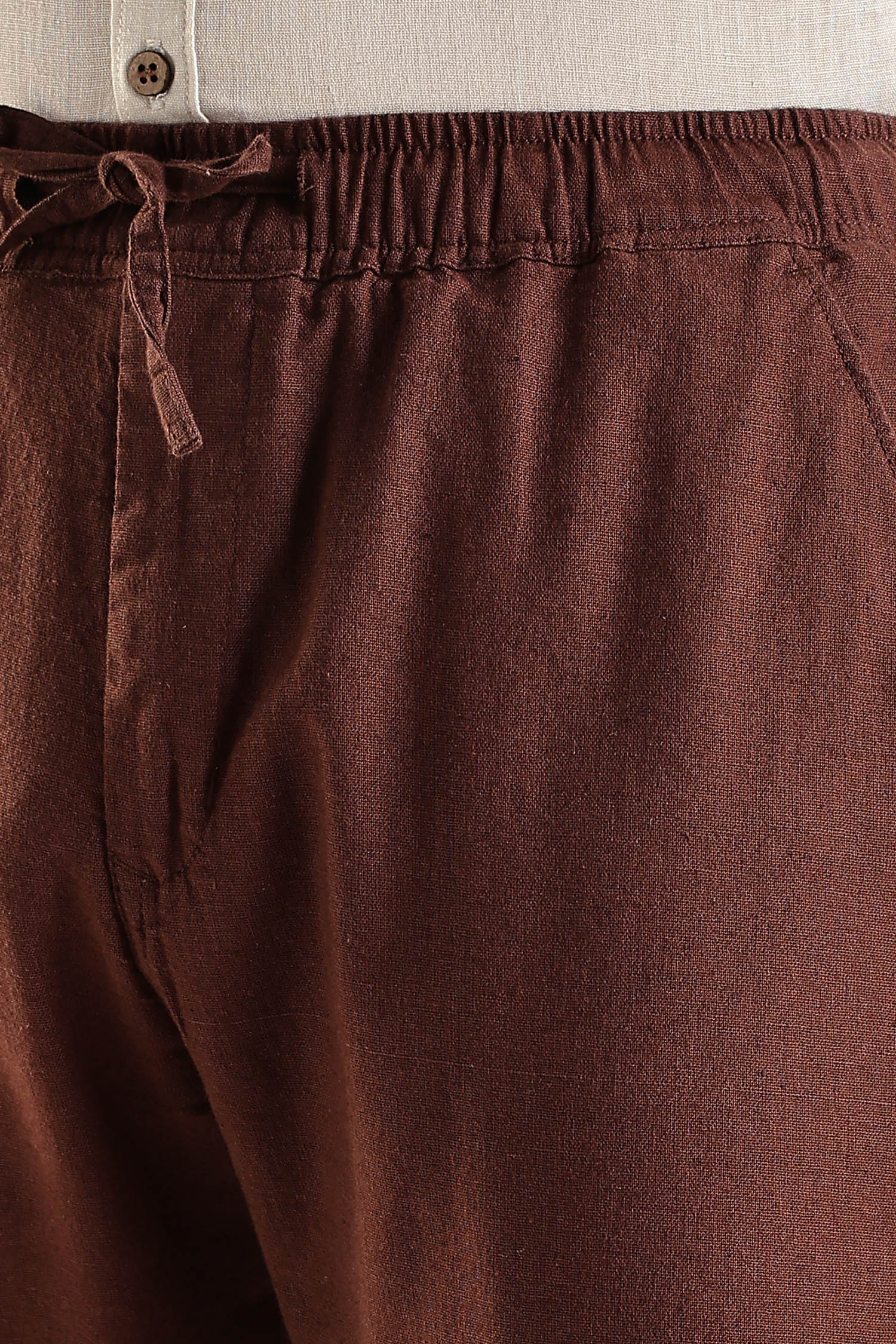 Brown Regular Fit Linen Pants - Image 3