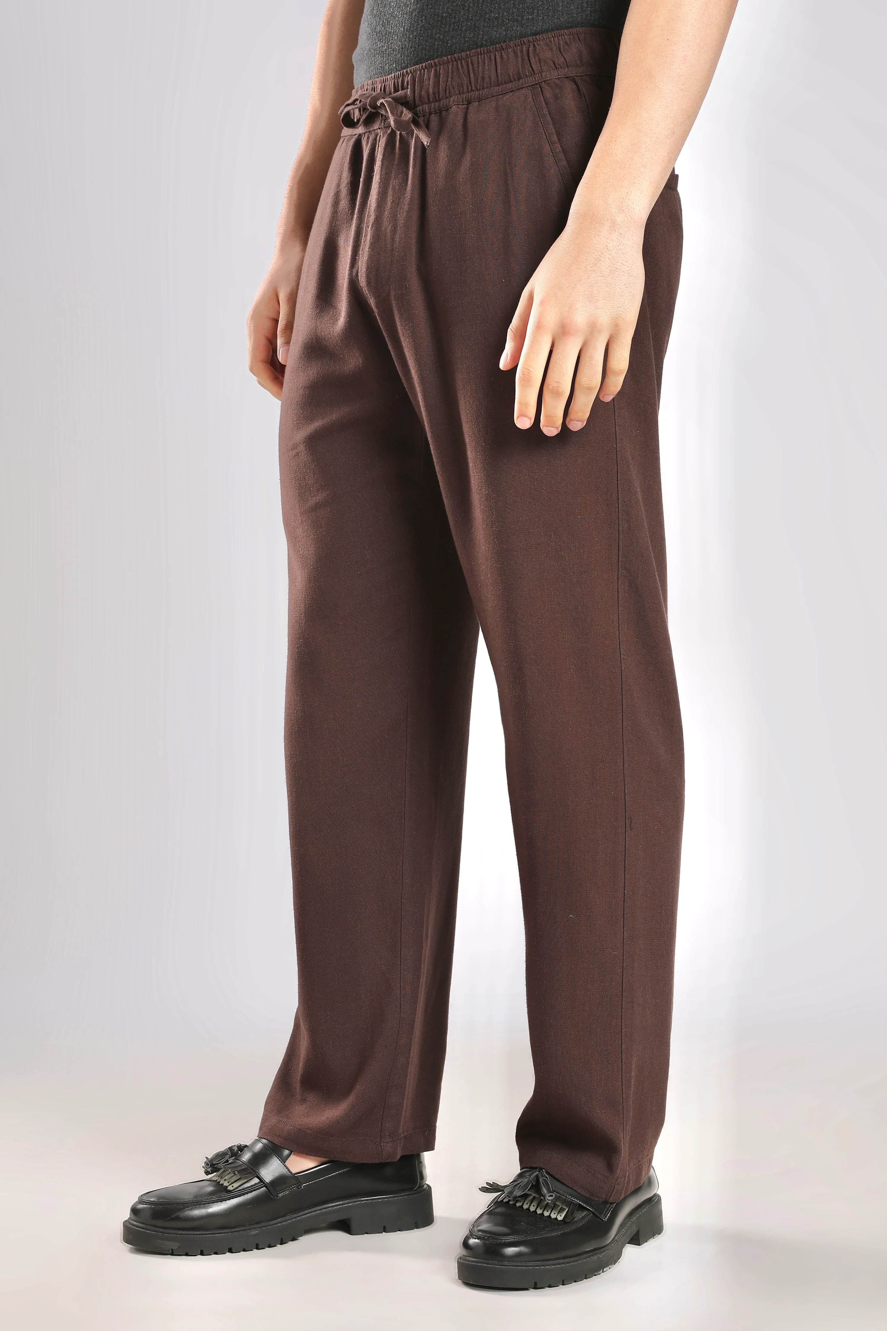 Brown Relaxed Fit Linen Pants - Image 6