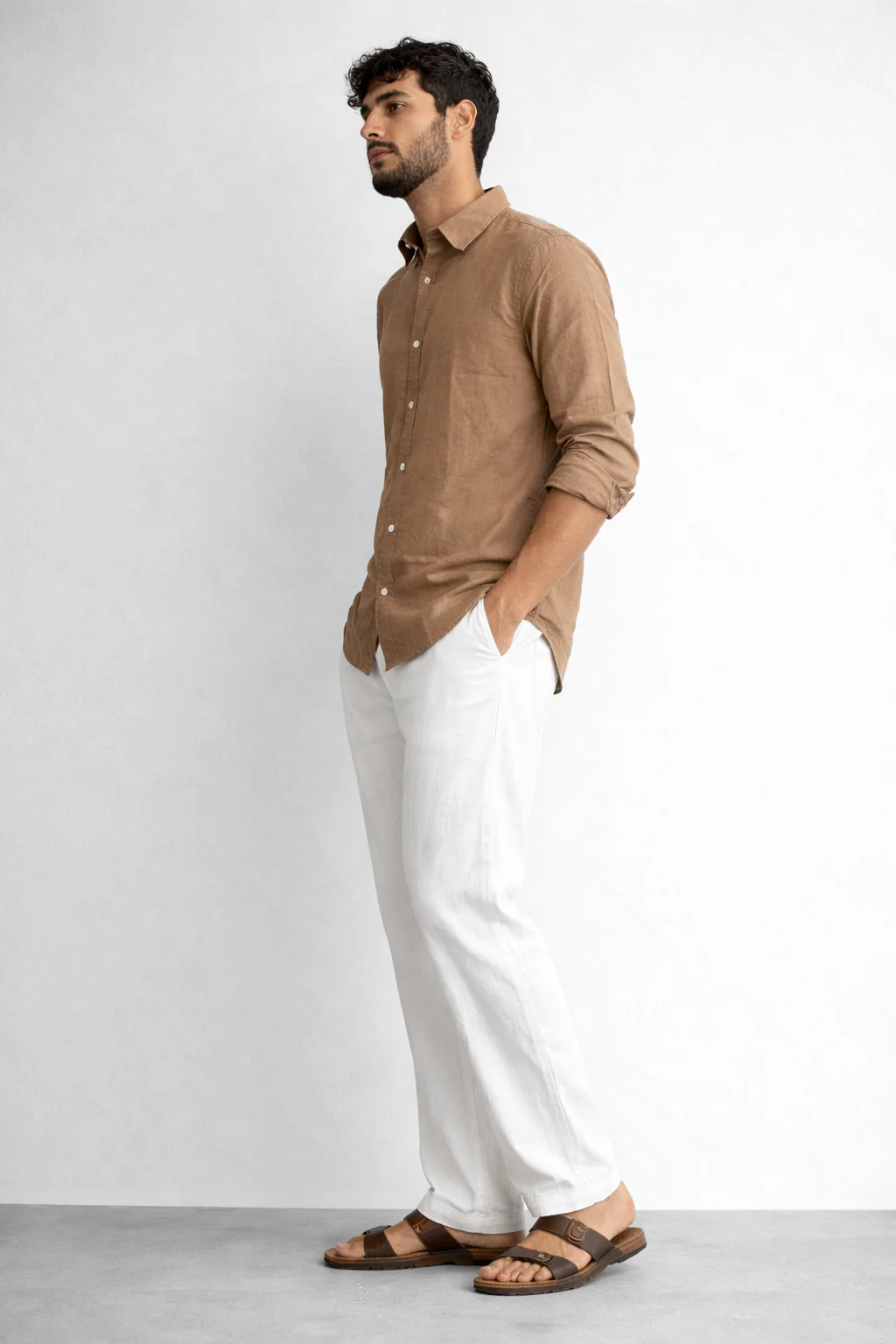 Camel Linen Blend Shirt - Image 5