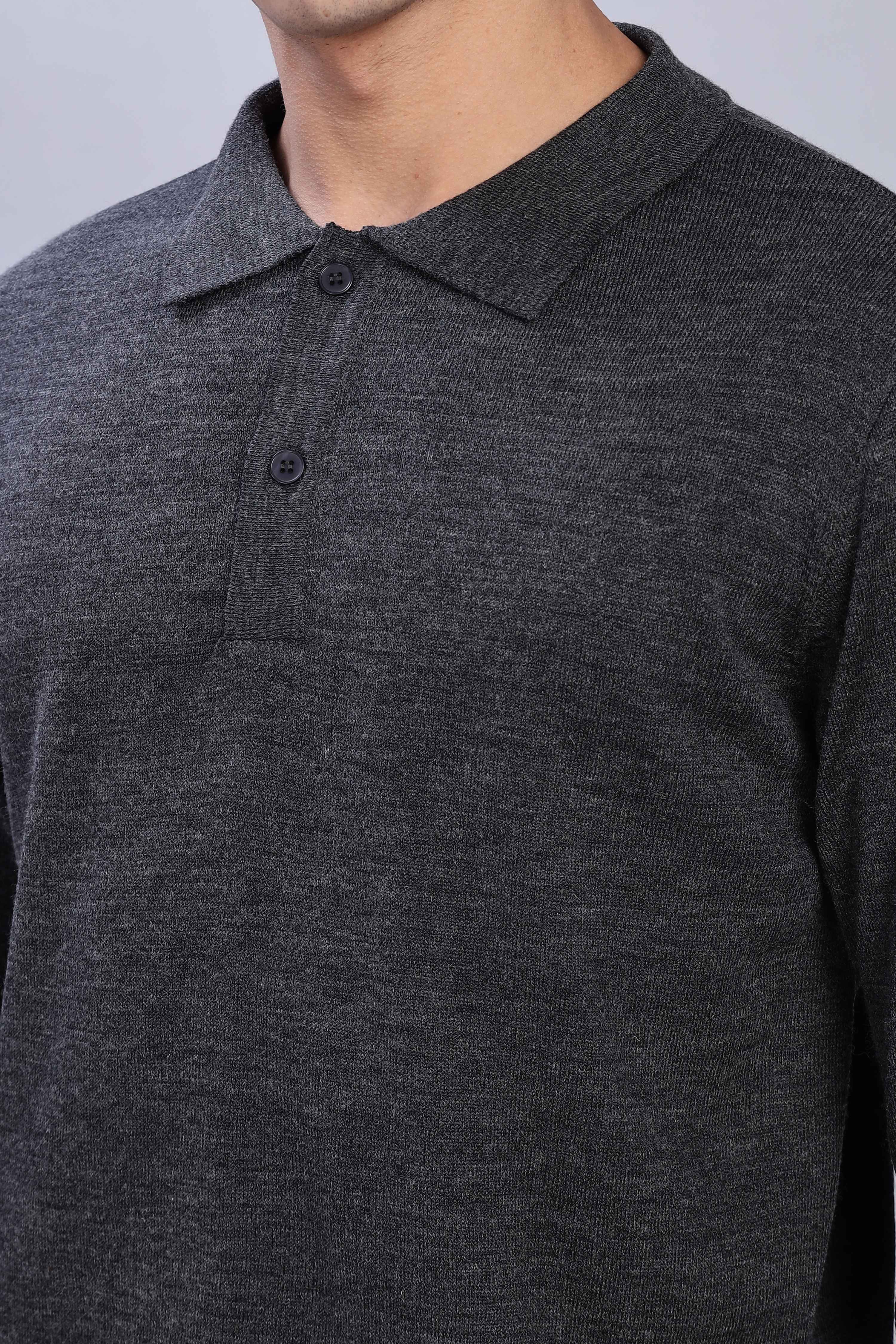 Dark Grey Micro-structured knitted polo - Image 4