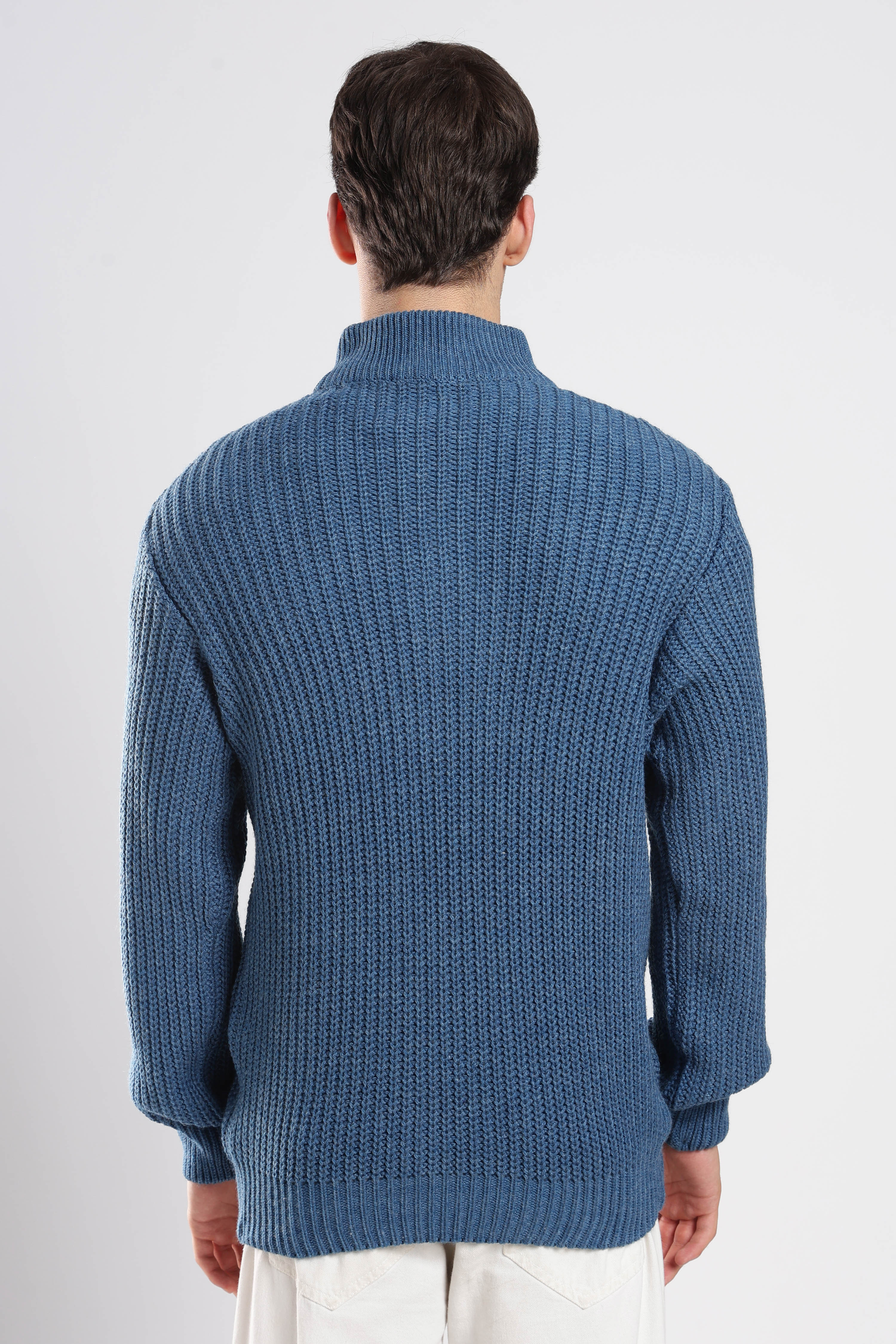 Dusty Blue Quarter Zip Knitwear - Image 5