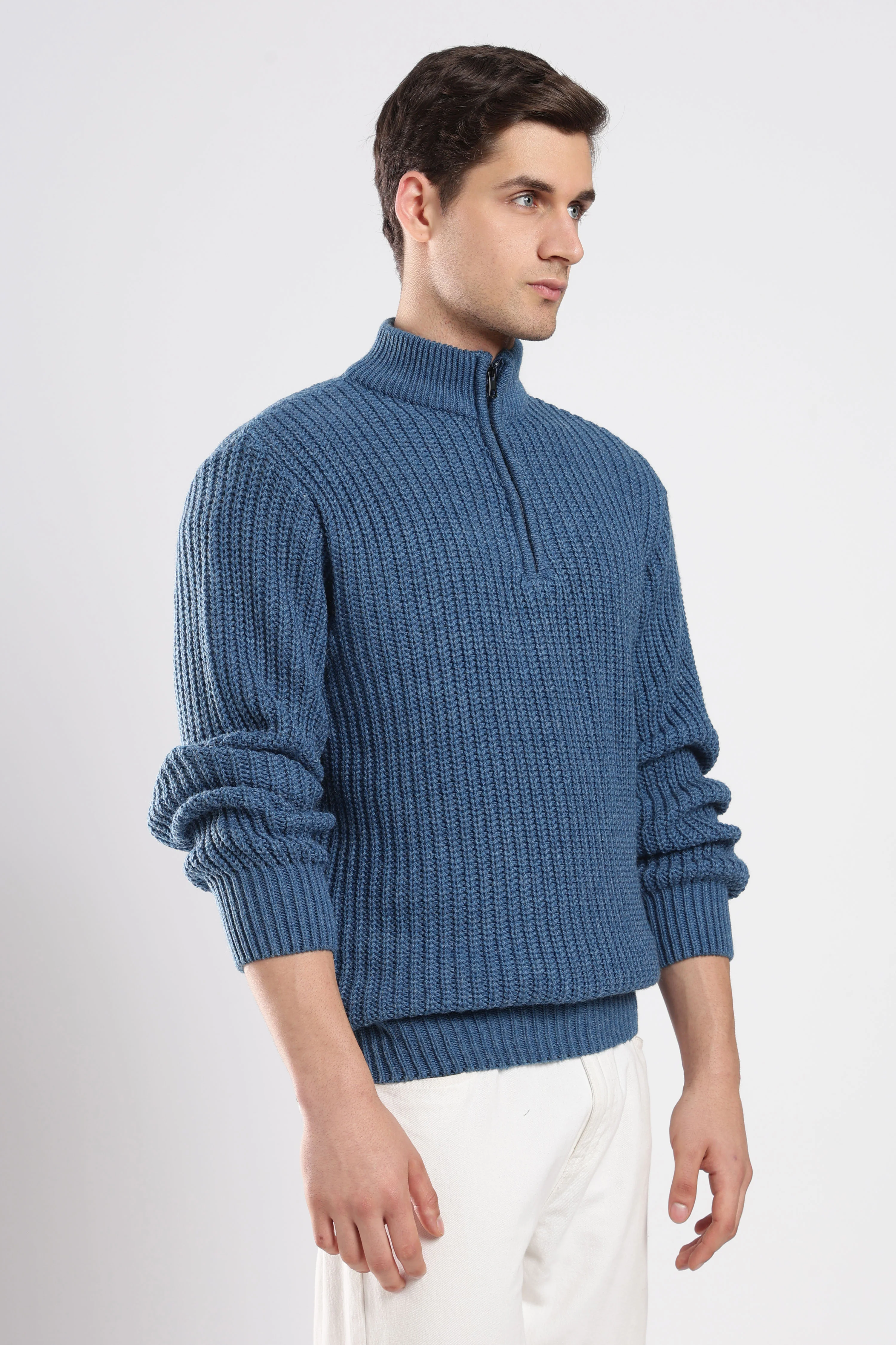 Dusty Blue Quarter Zip Knitwear - Image 6