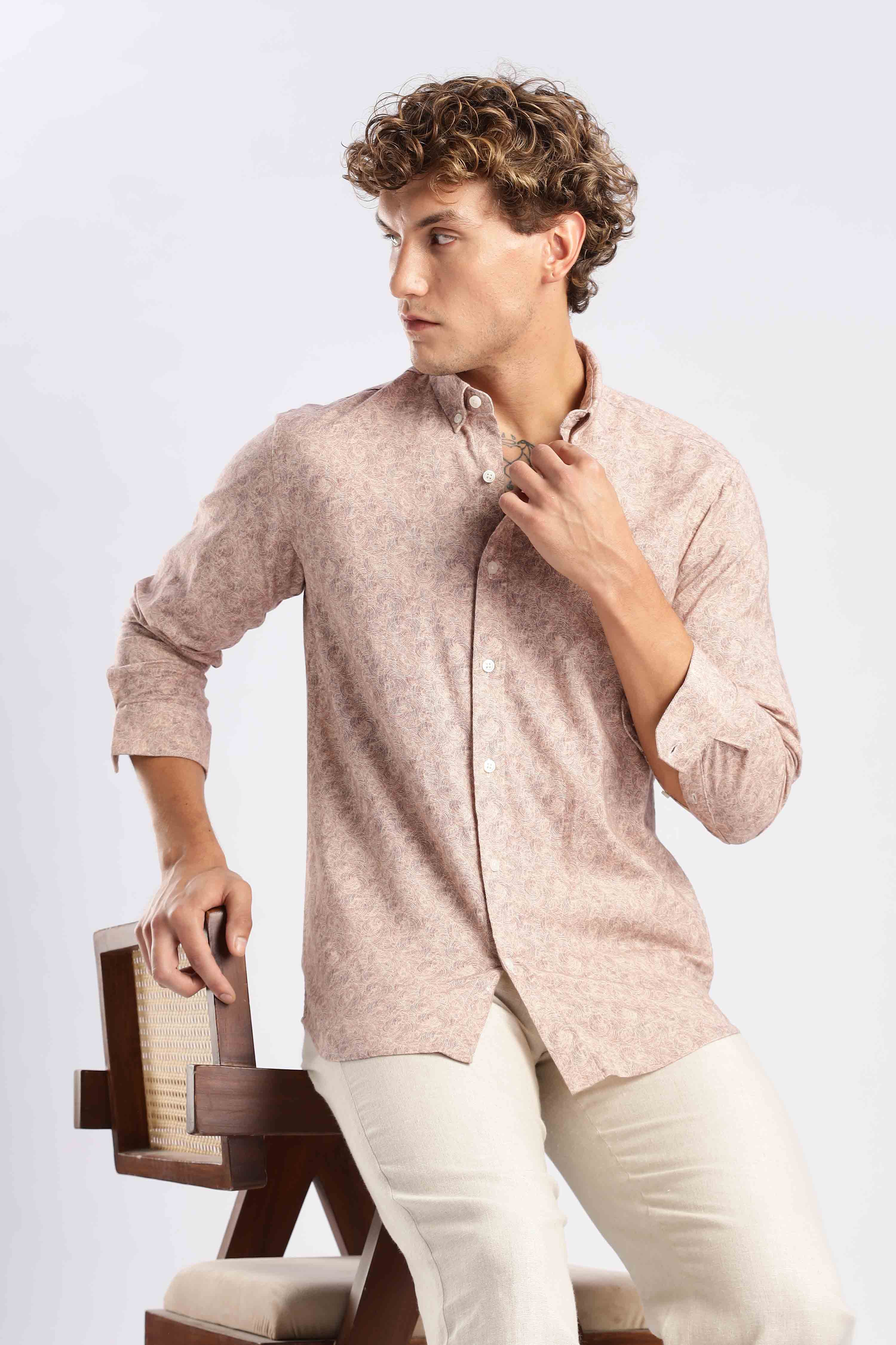 Dusty Rose Linen Blend Shirt - Image 7