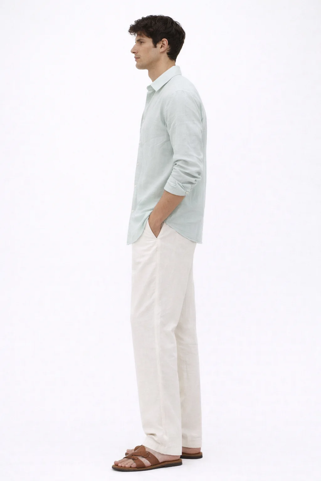 Ash Green Linen Blend Shirt - Image 4