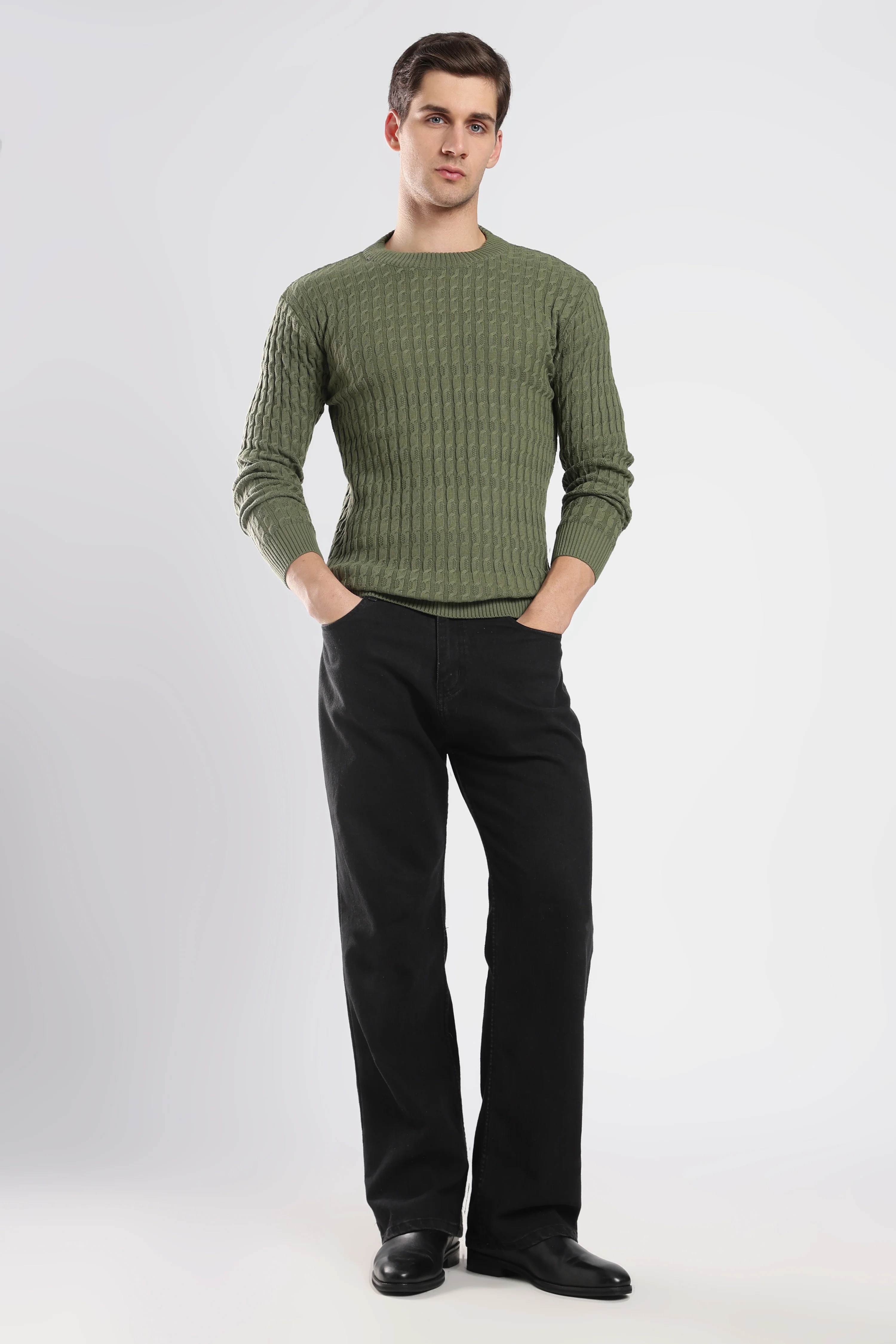 Green Cable Knit Sweater - Image 3