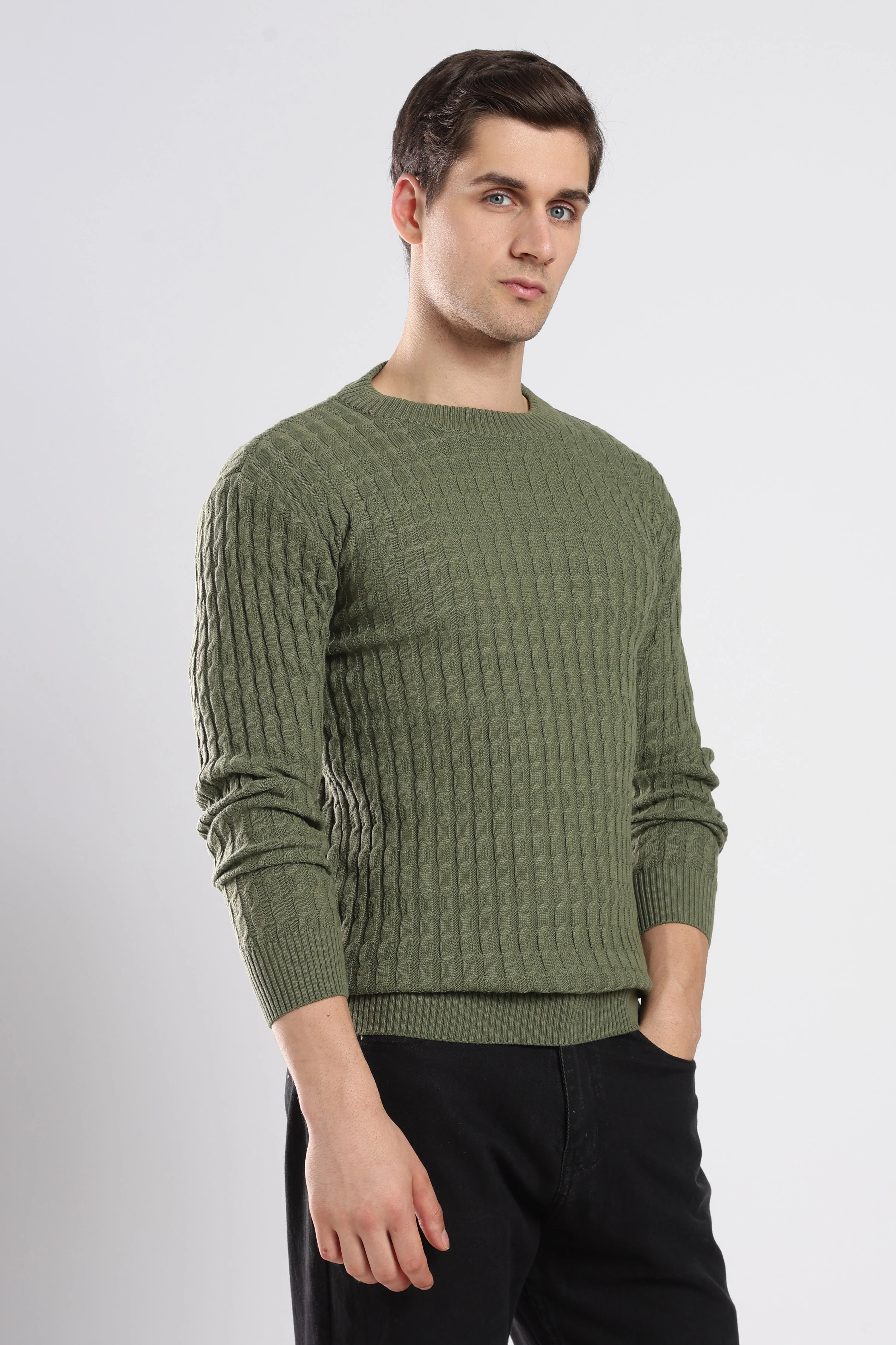 Green Cable Knit Sweater - Image 5