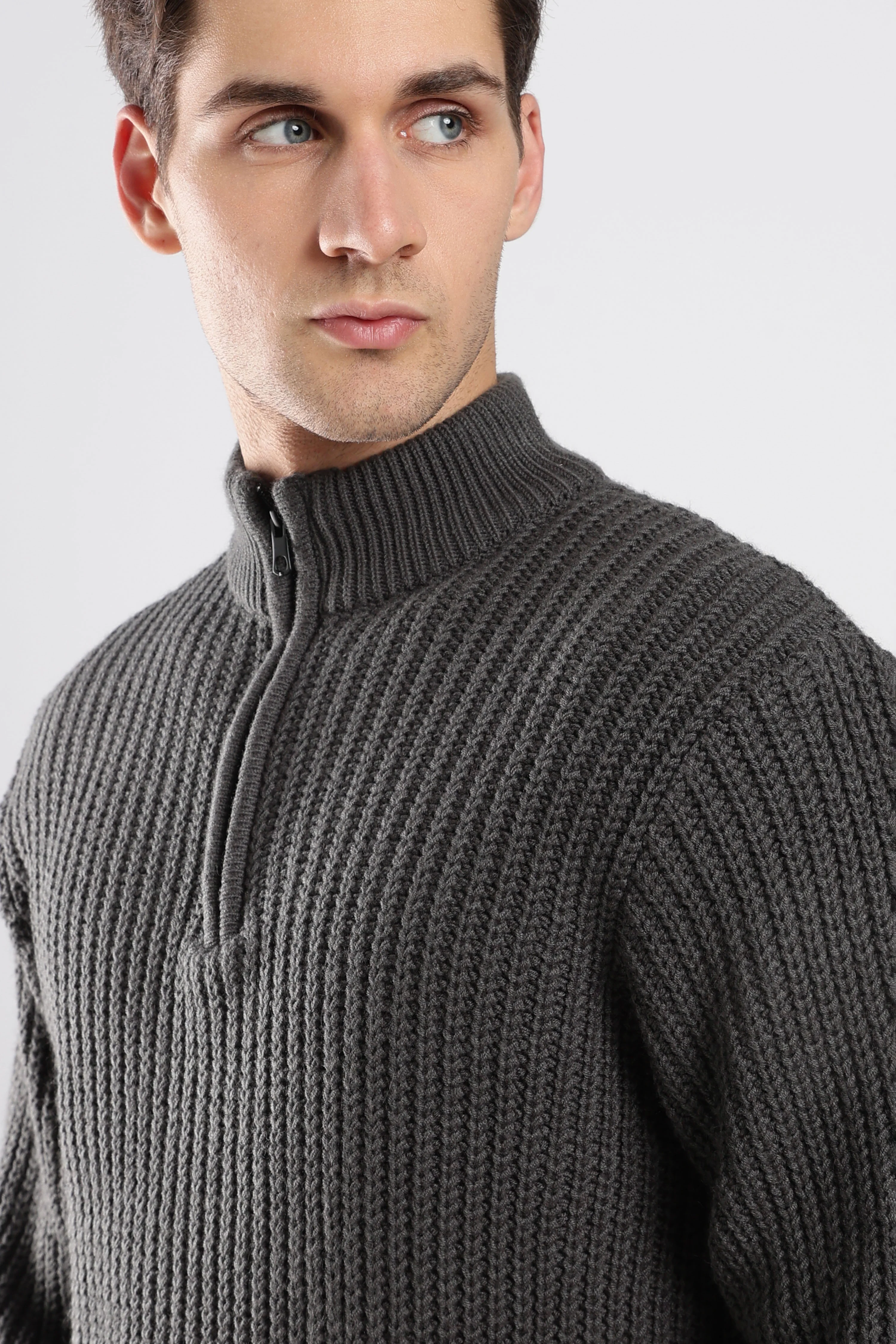 Grey Quarter Zip Knitwear - Image 3