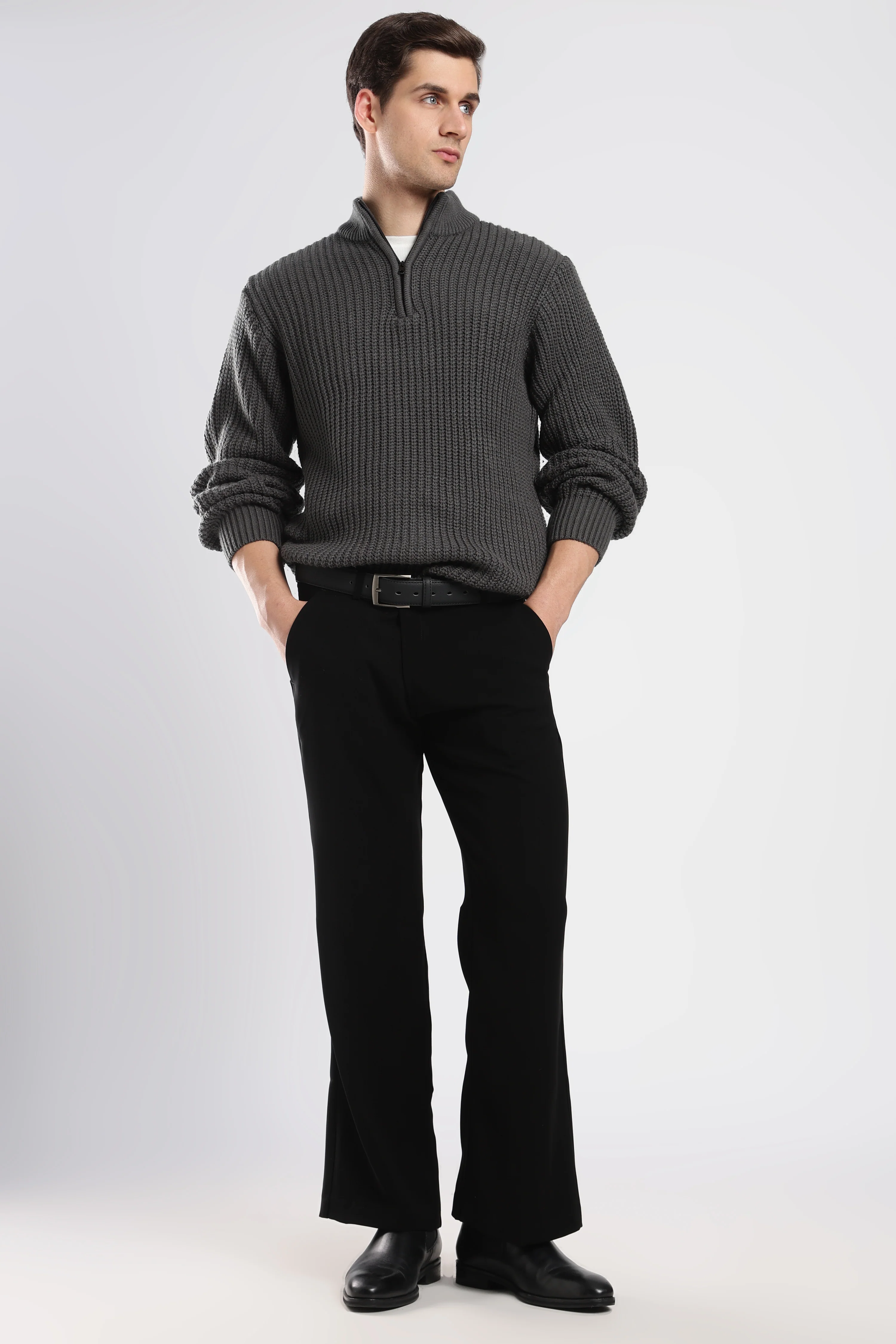 Grey Quarter Zip Knitwear - Image 8