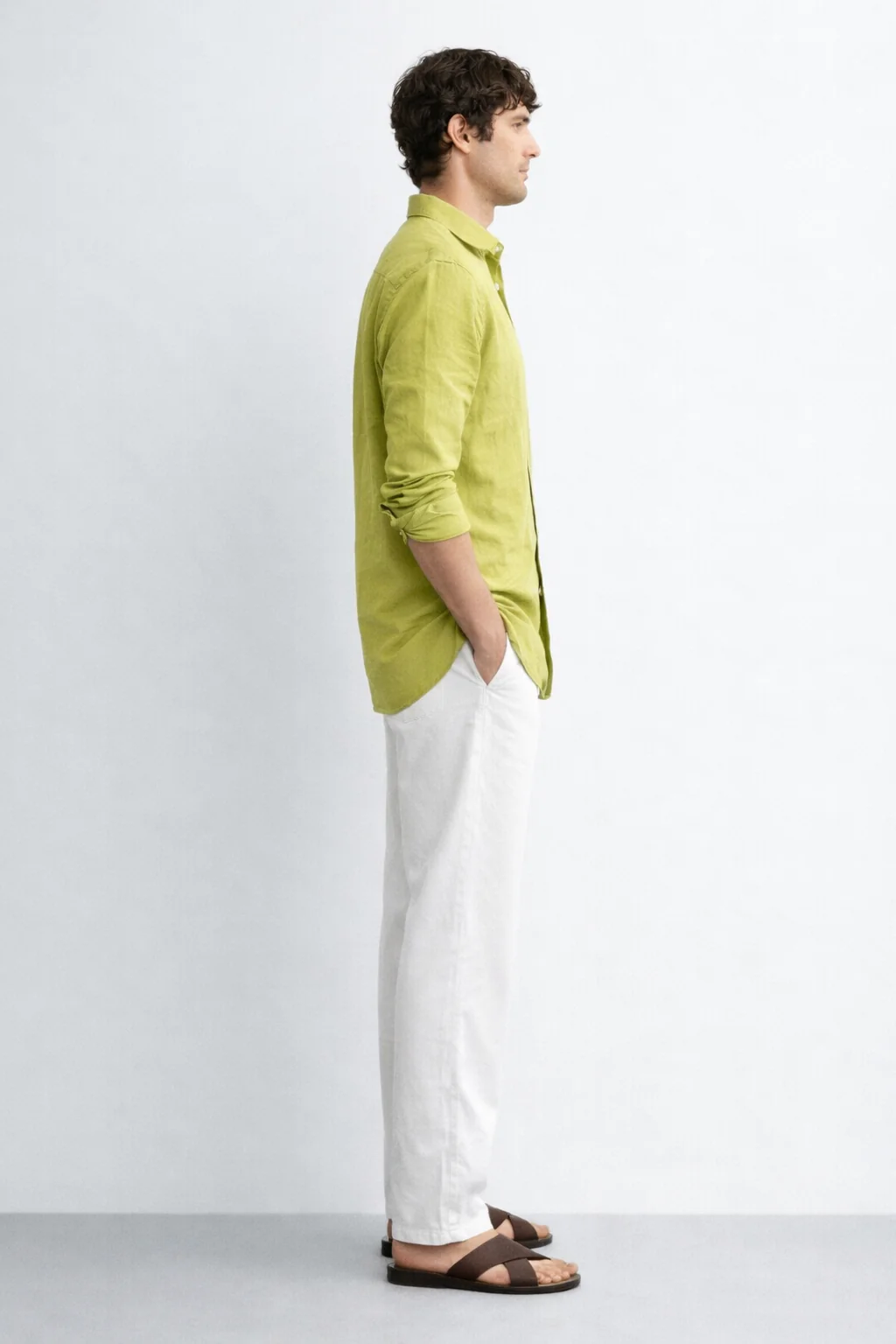Lemon Yellow Linen Blend Shirt - Image 4