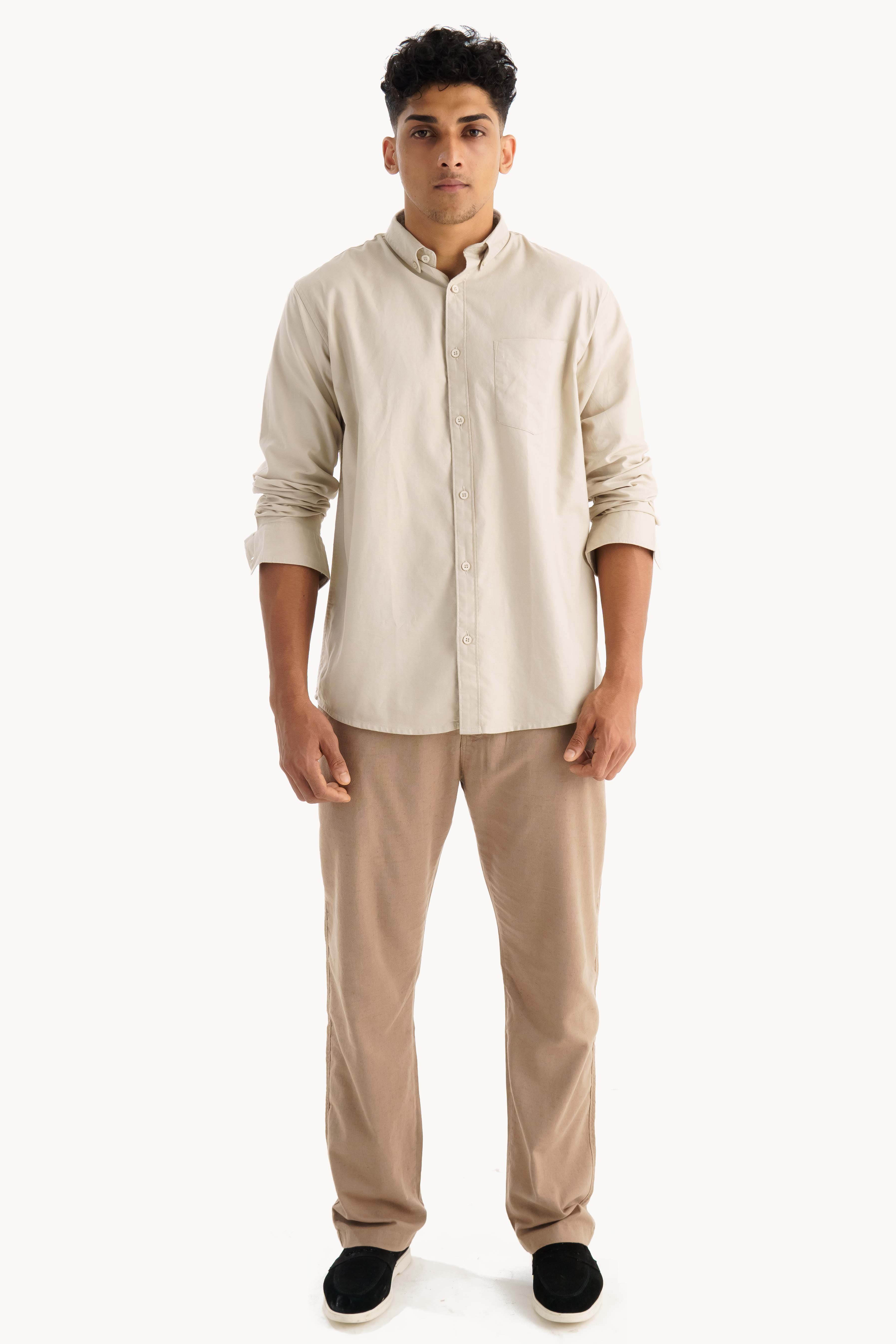 Light Cream Oxford Shirt - Image 3