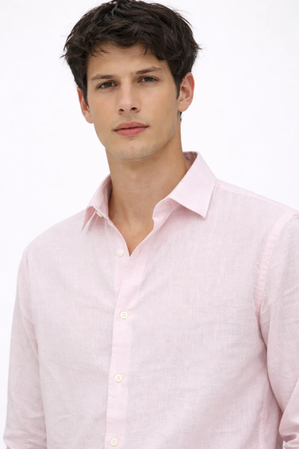 Light Pink Linen Blend Shirt - Image 3