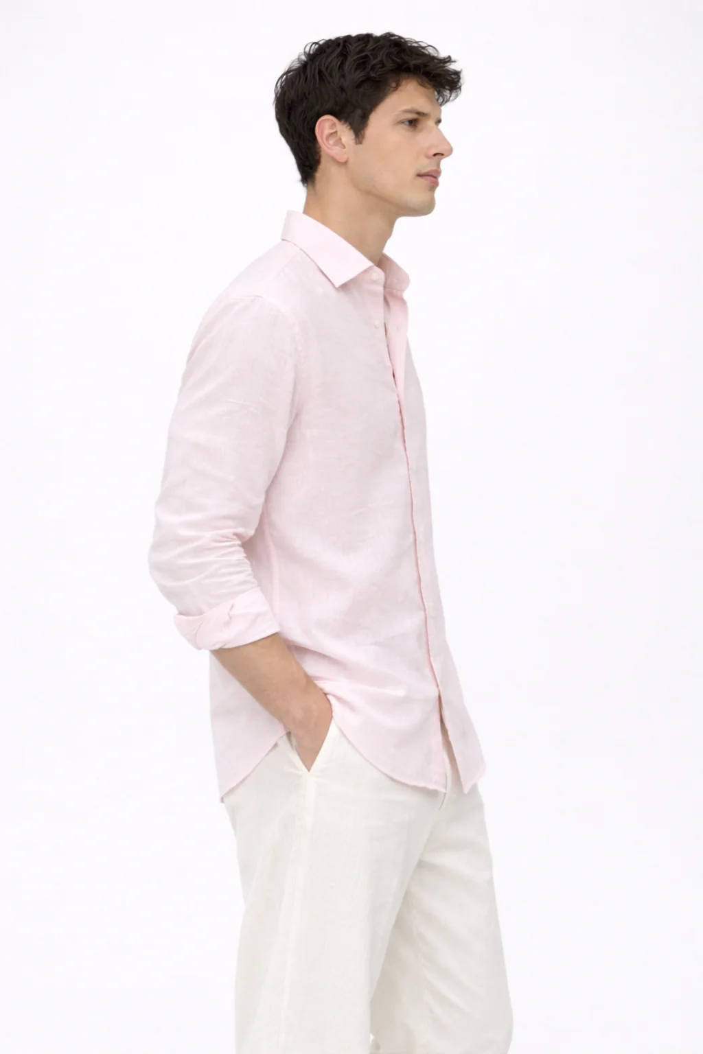 Light Pink Linen Blend Shirt - Image 5