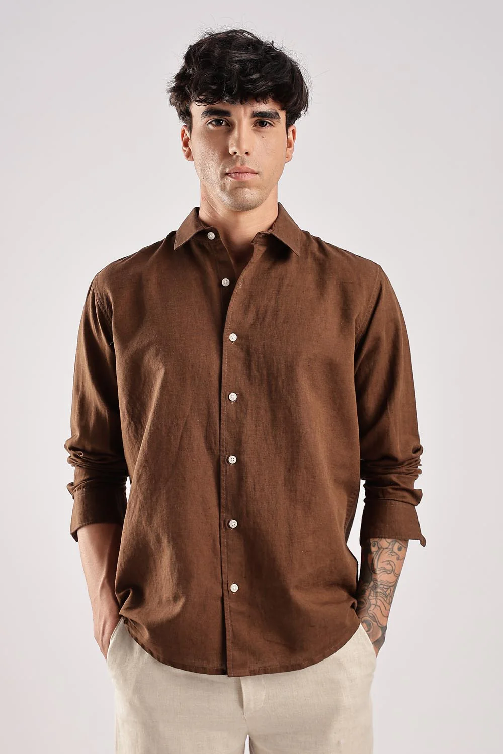 Regular Fit Brown Shirt - Image 4