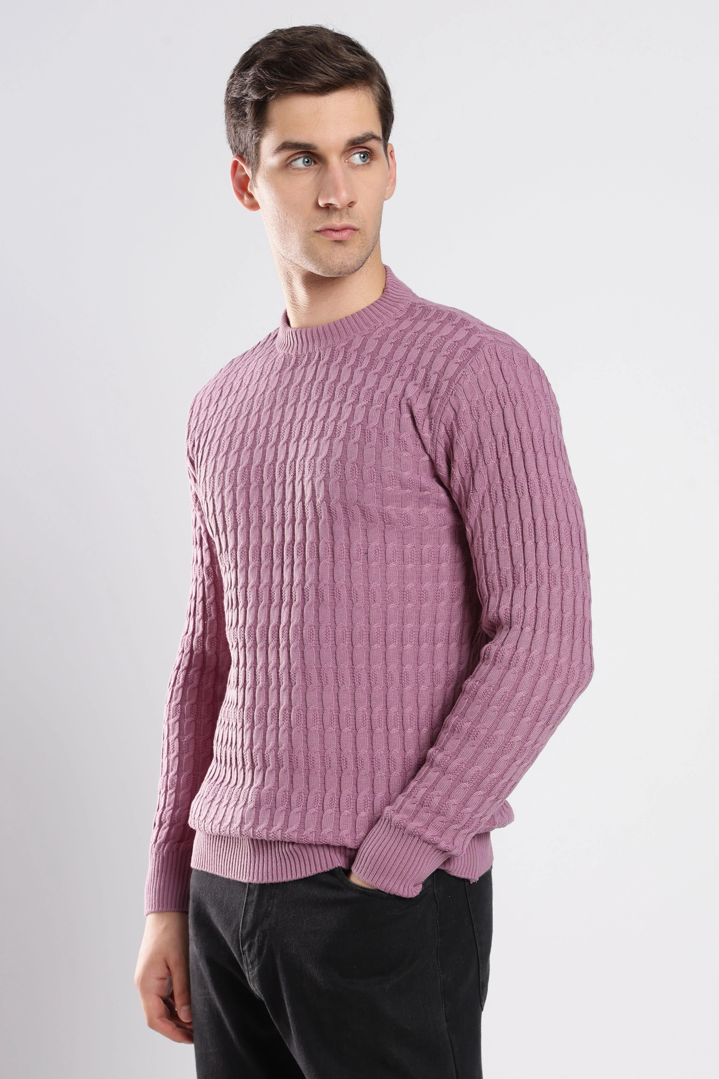 Purple Cable Knit Sweater - Image 4