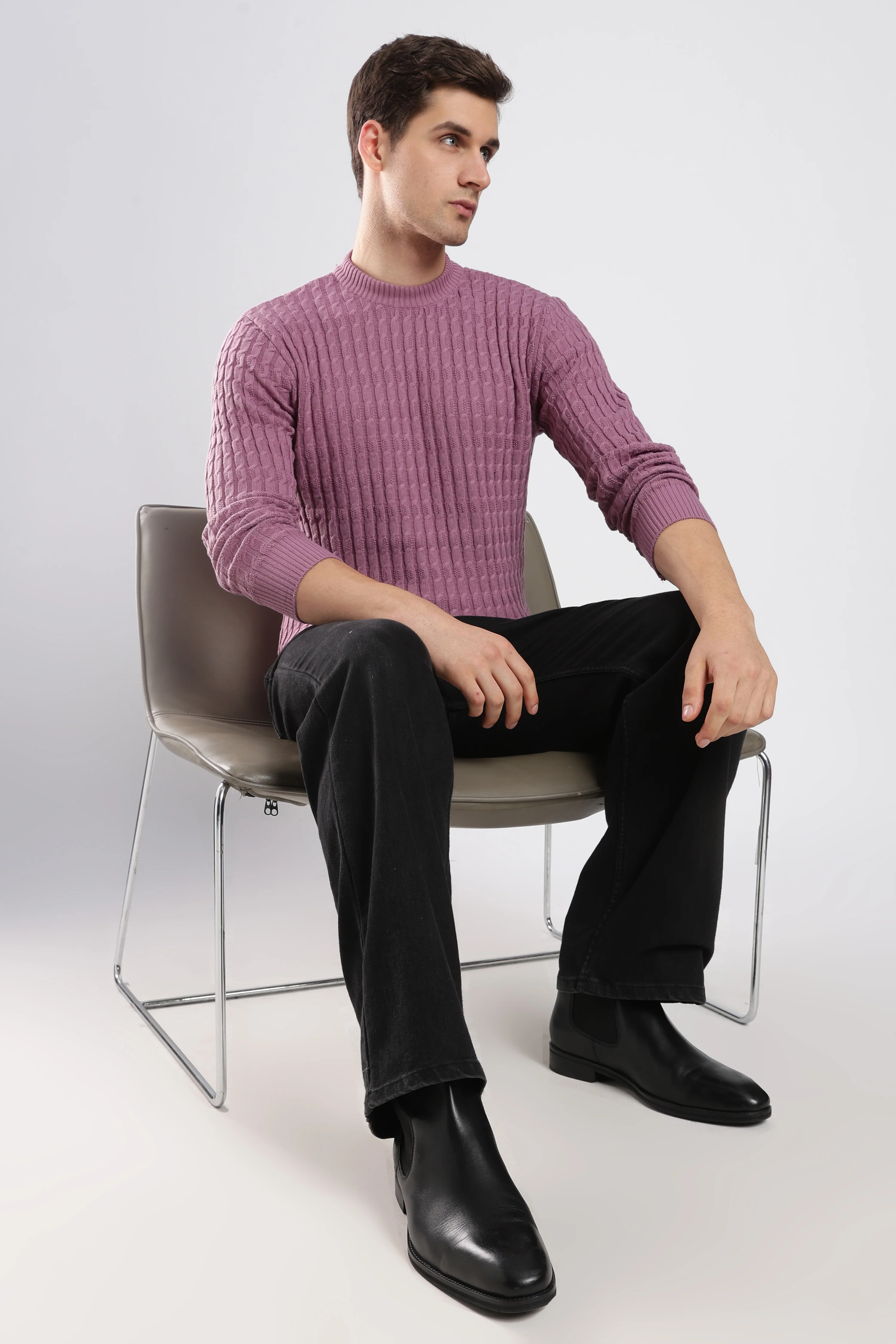 Purple Cable Knit Sweater - Image 6