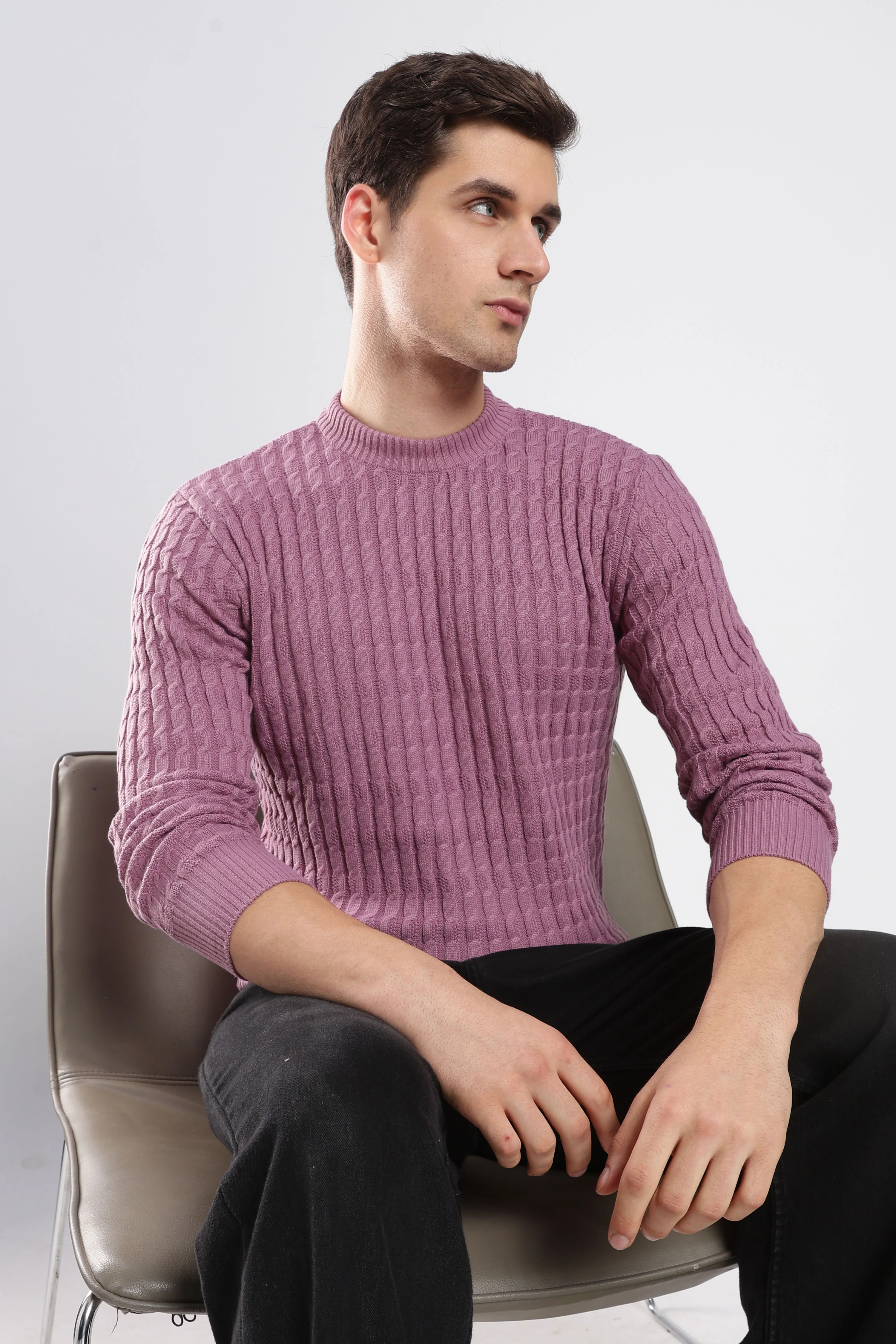 Purple Cable Knit Sweater - Image 8